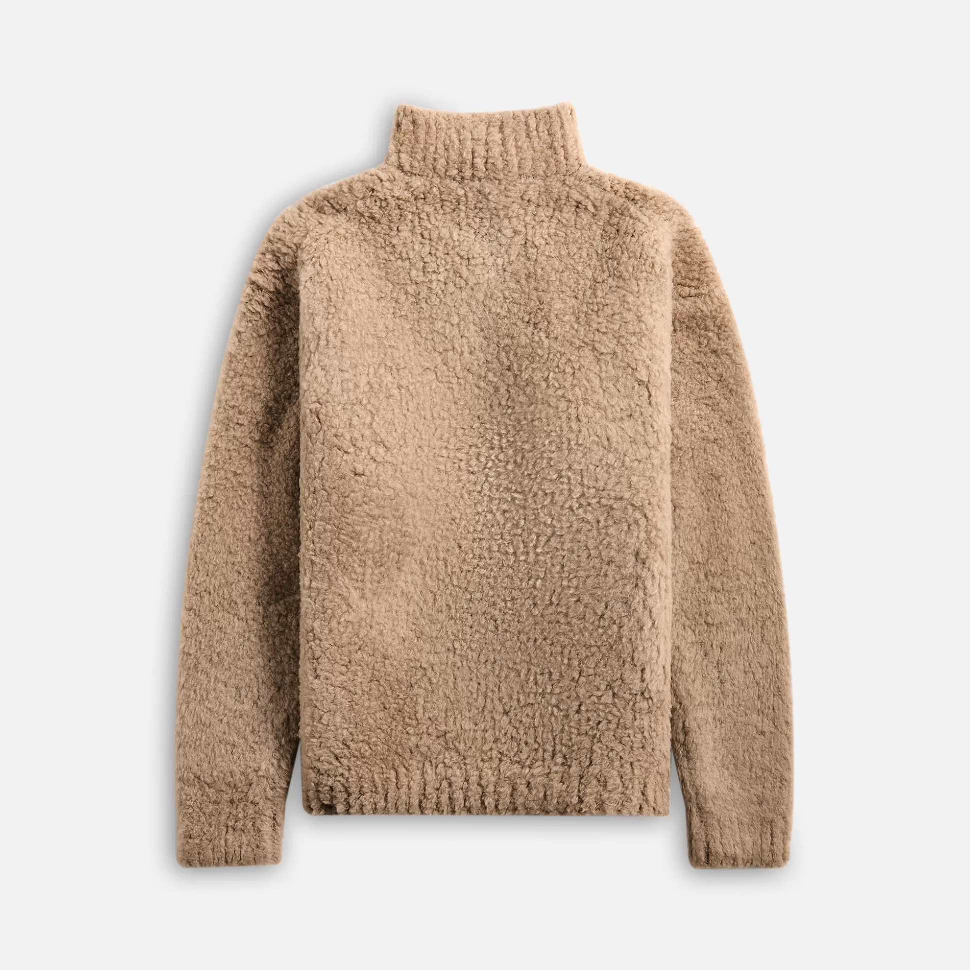 Online Auralee merino wool boa knit half zip p/o Beige