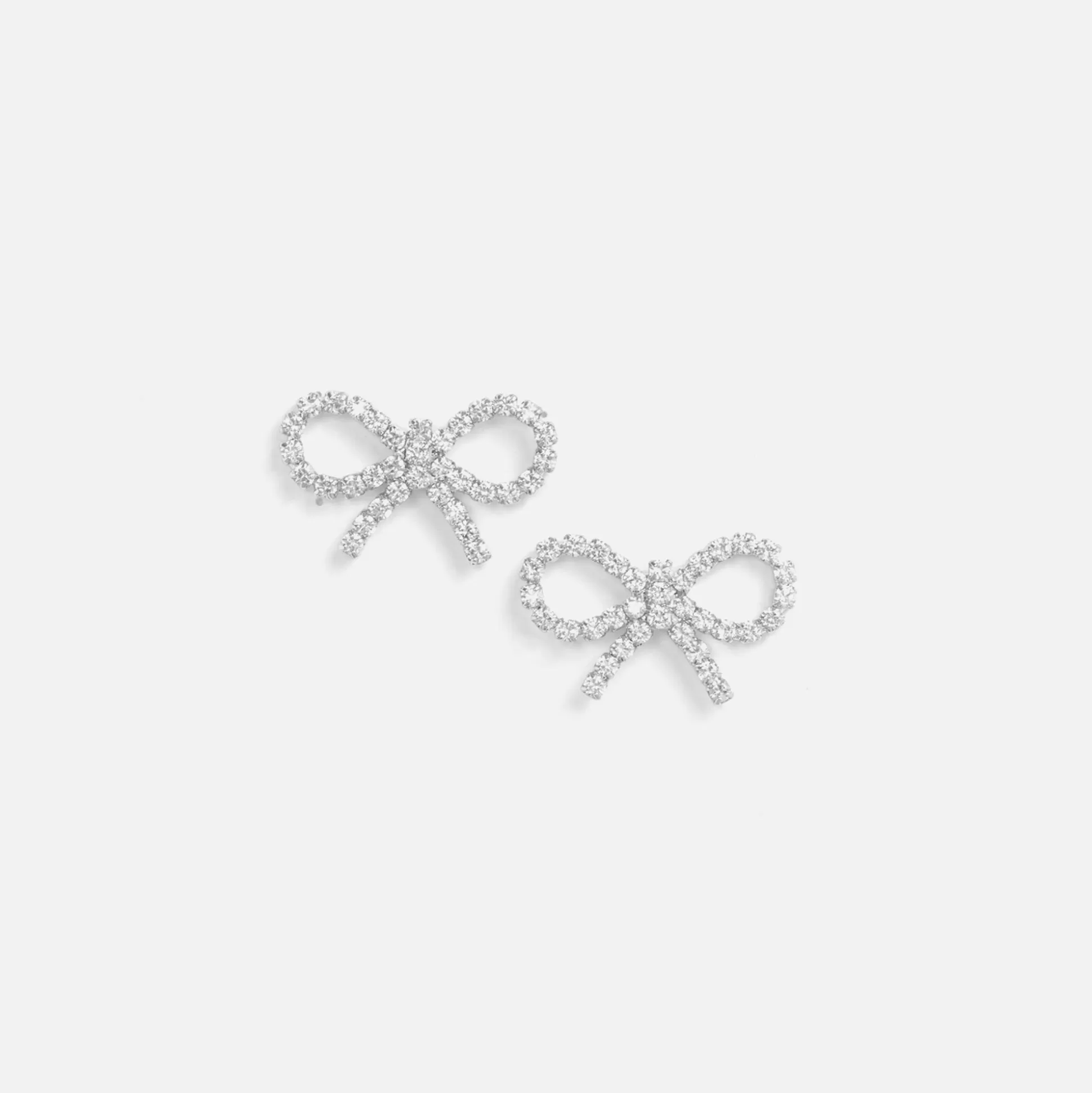 Cheap Self-Portrait mini bow crystal earrings Silver