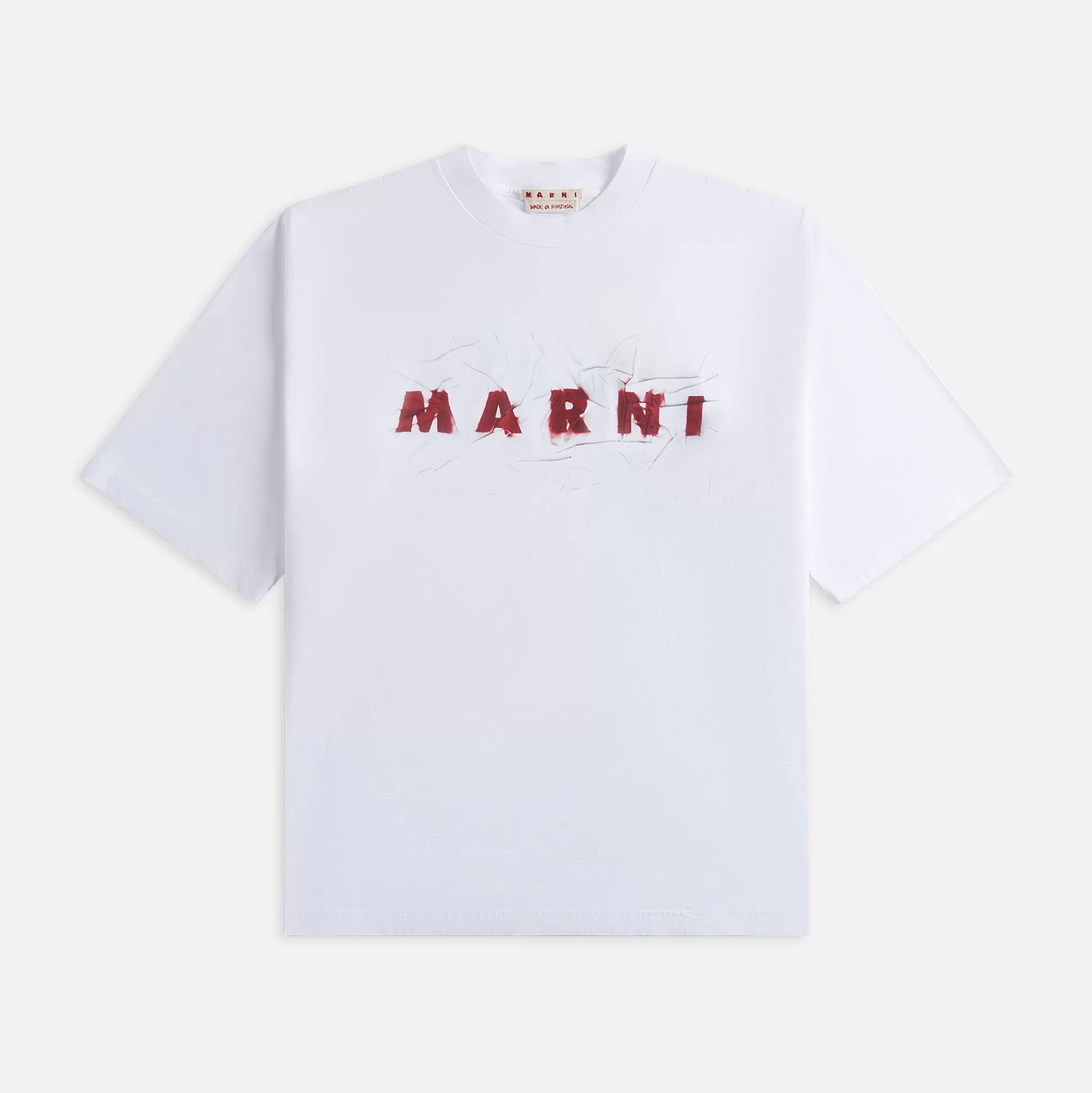 New Marni organic jersey tee with wrinkled logo Lily White