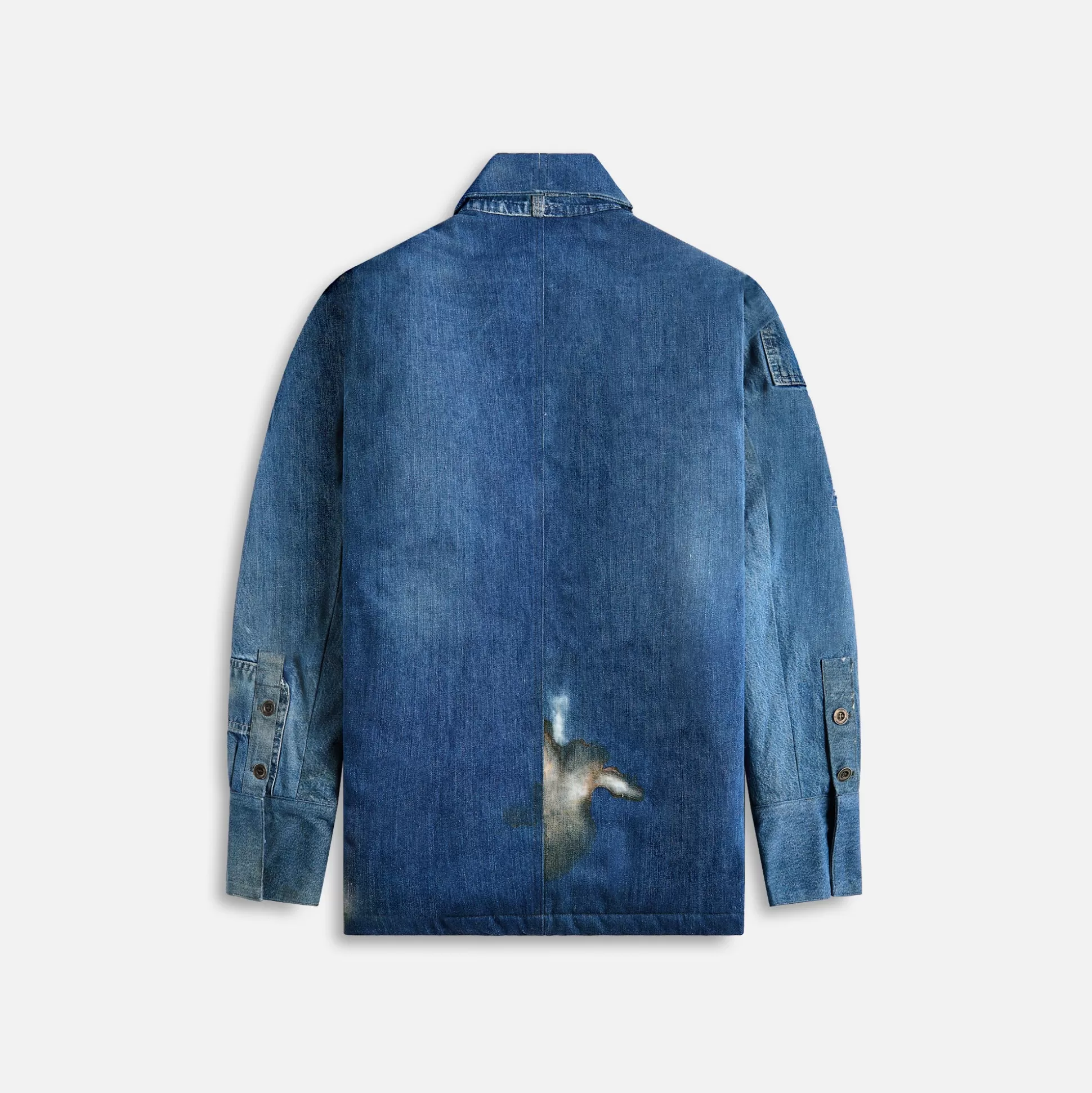 Cheap Greg Lauren overall sherpa lined boxy shirt Denim Blue