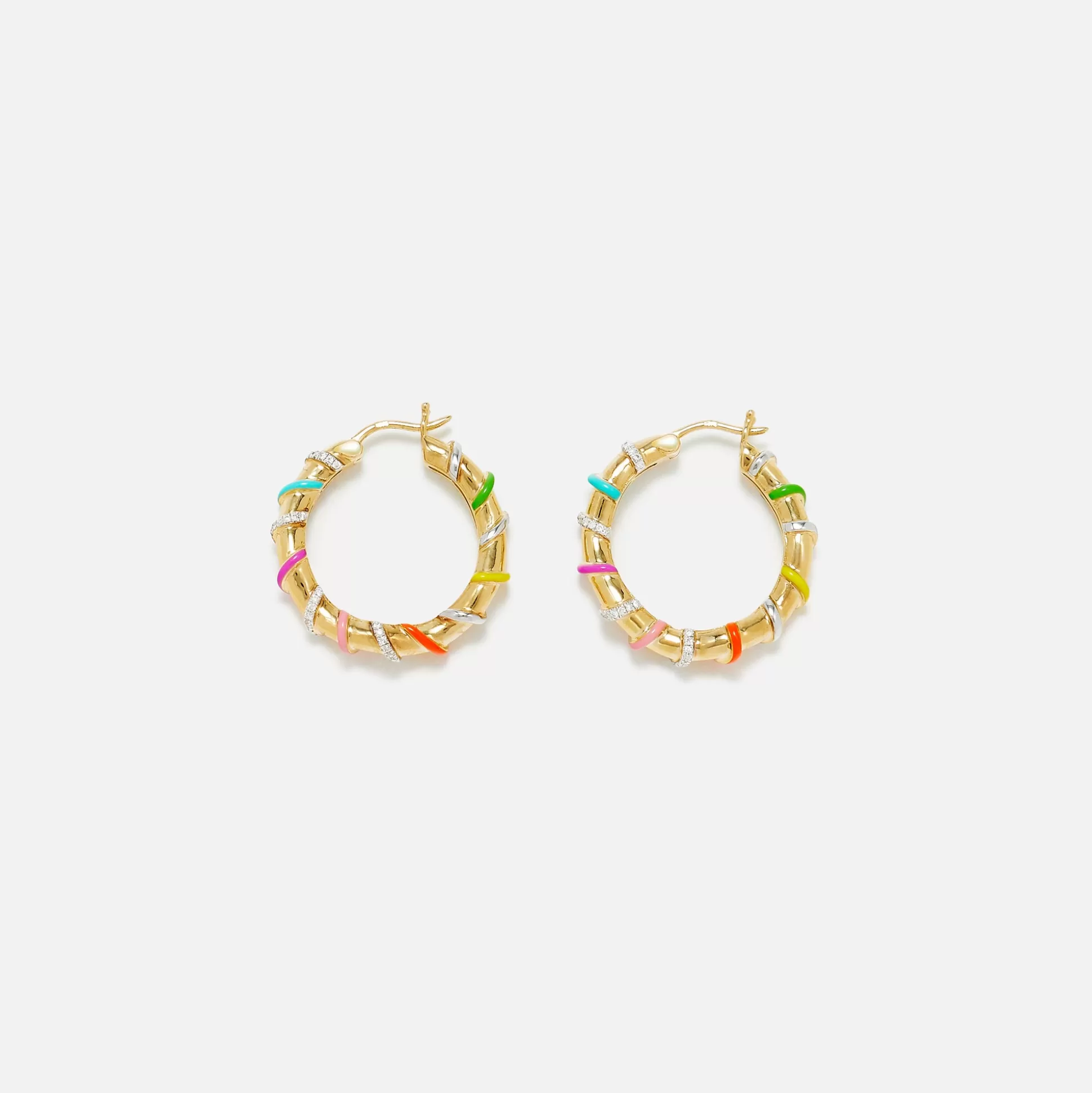 Best Yvonne Leon paire de creoles twistees rainbow hoop earrings Multi