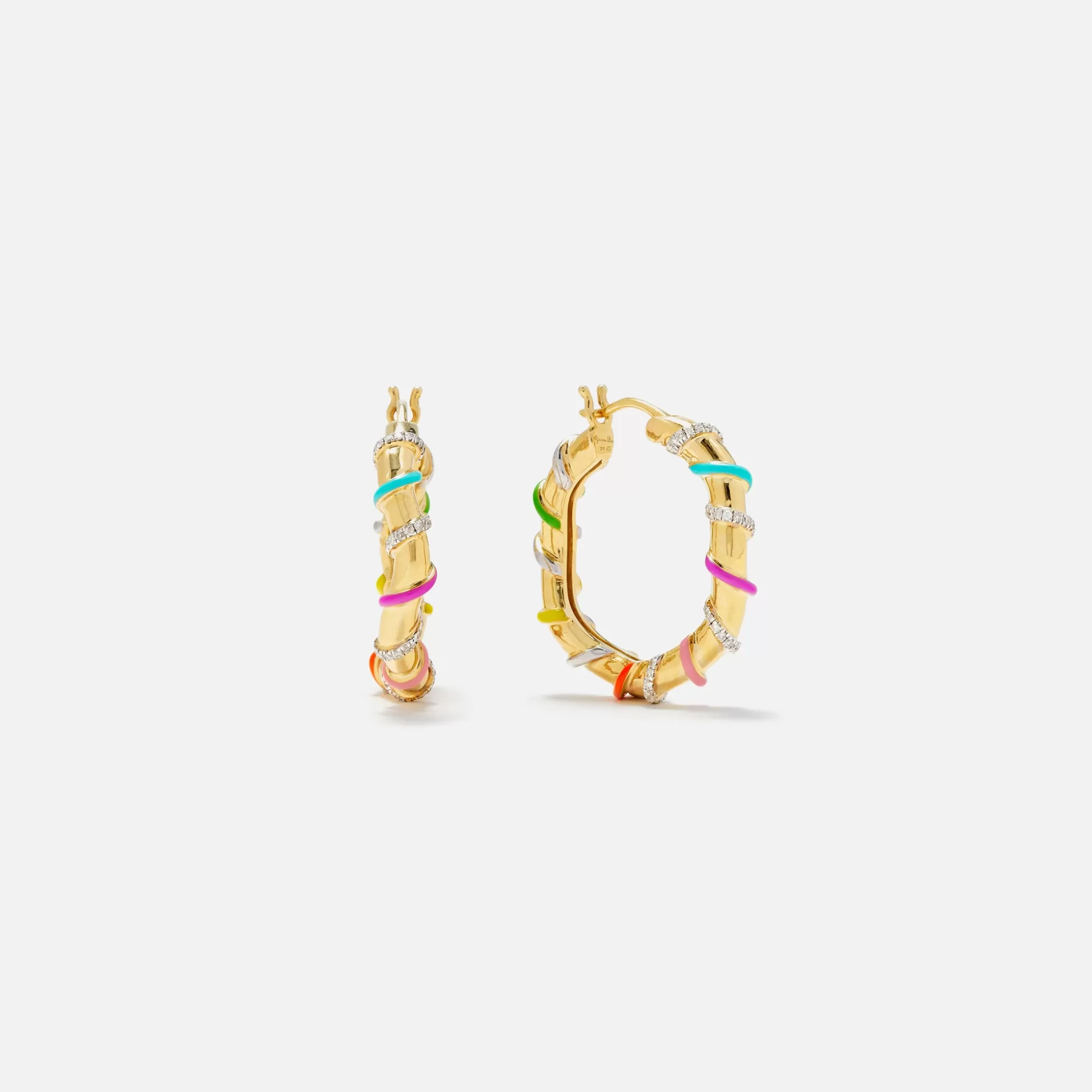 Best Yvonne Leon paire de creoles twistees rainbow hoop earrings Multi