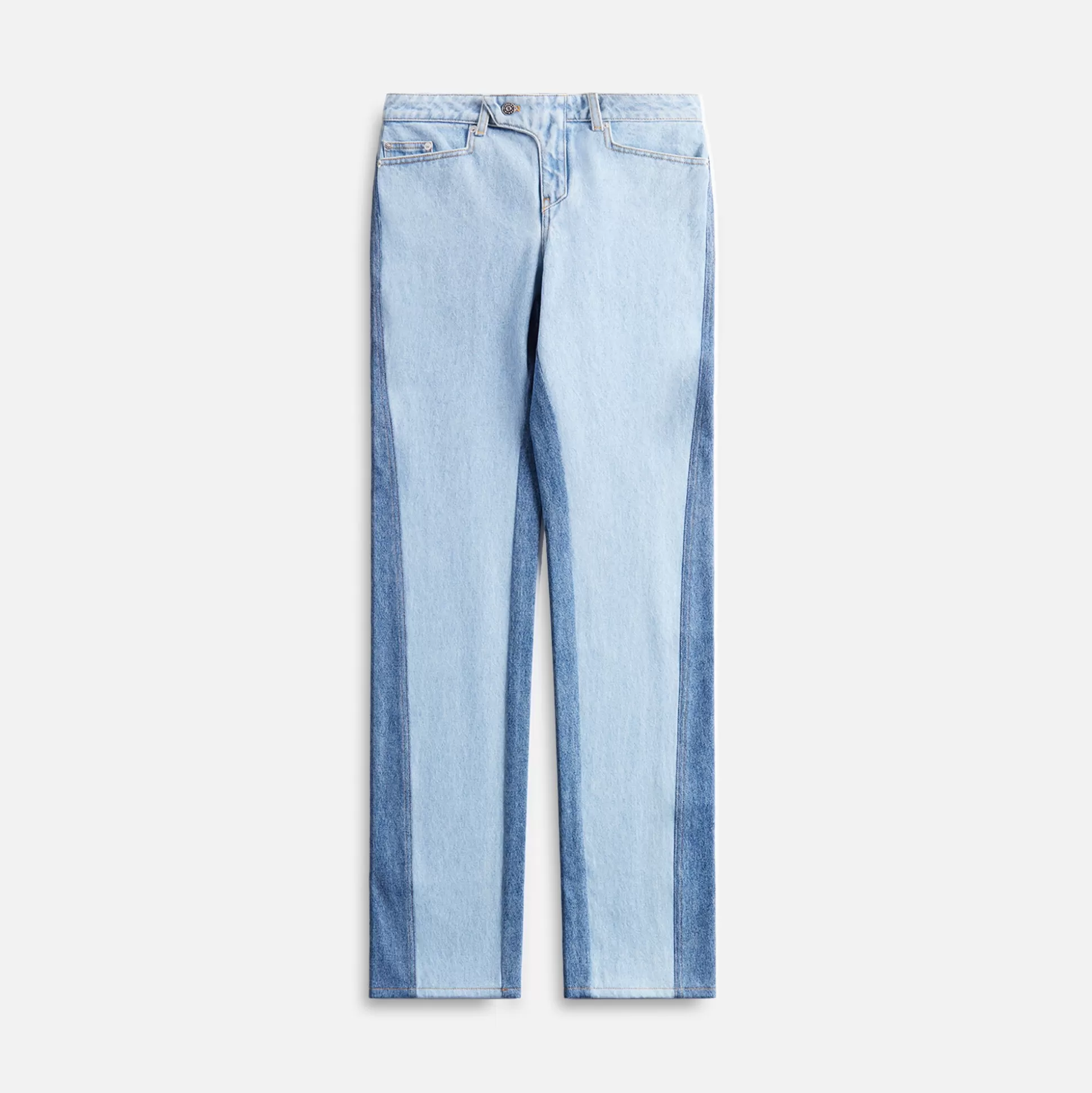 Online Mugler paneled denim Blue