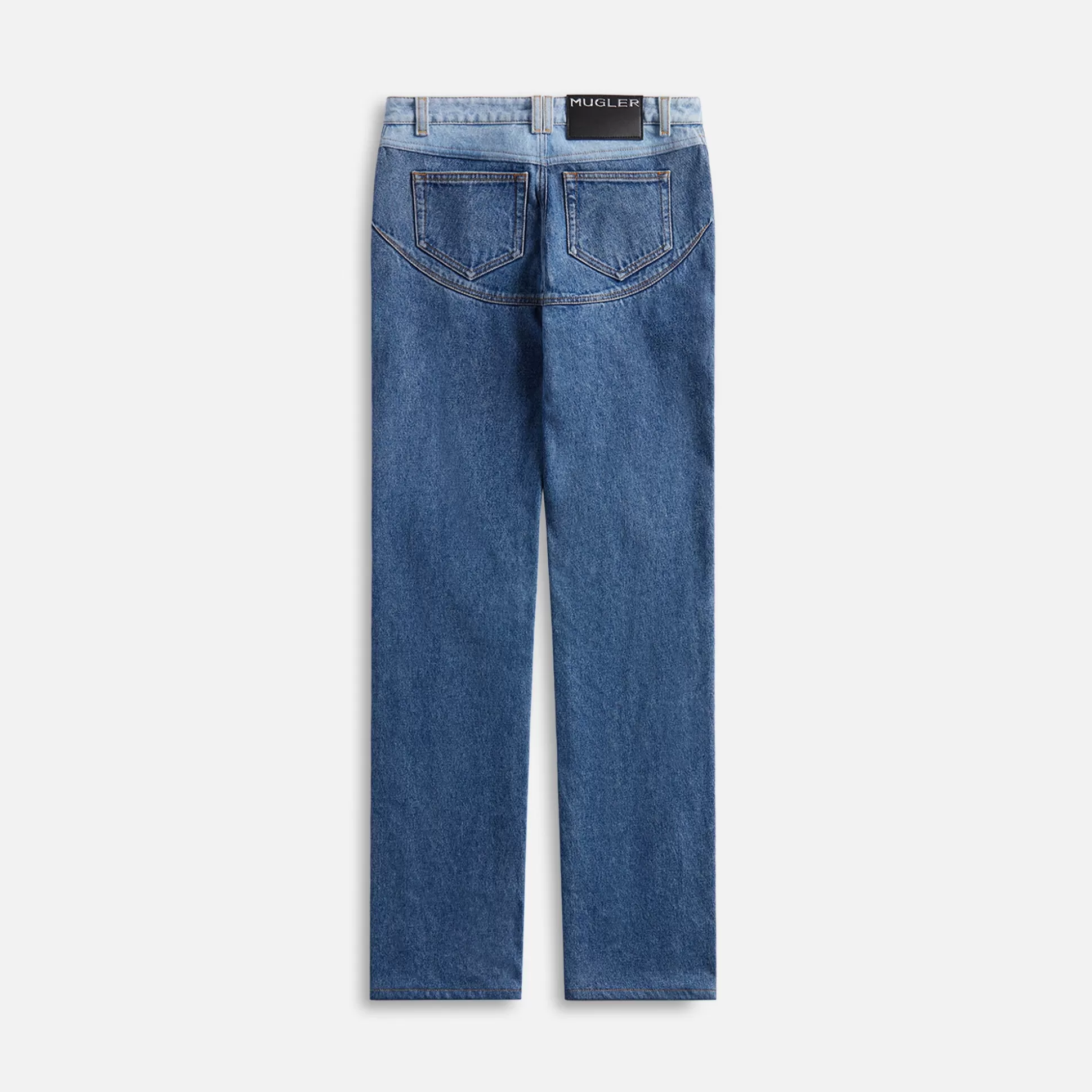Online Mugler paneled denim Blue