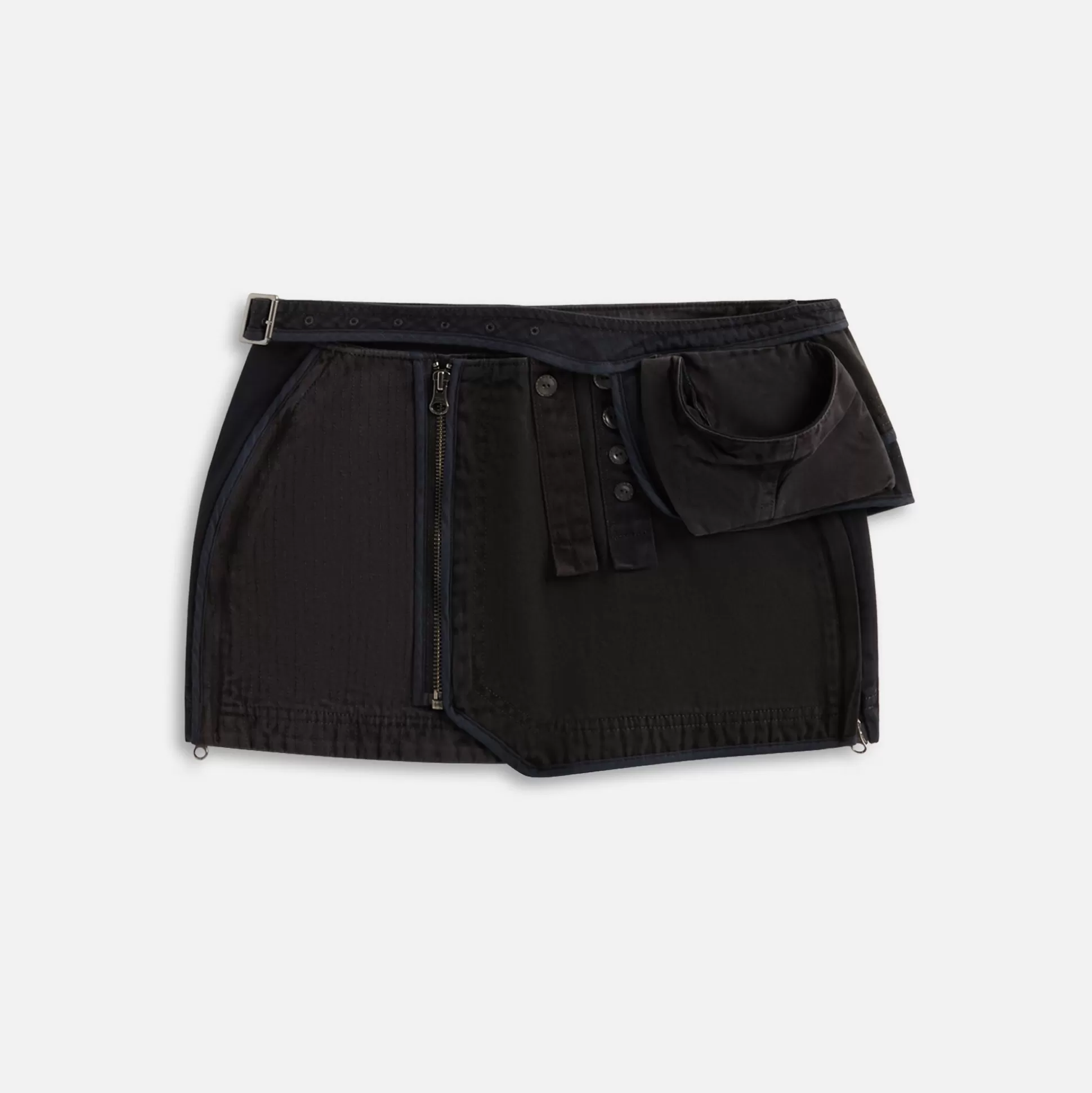 New Hyein Seo patchwork mini skirt with waist bag Stone