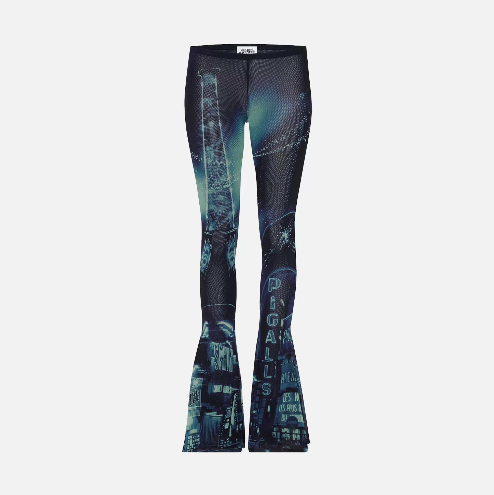 Outlet Jean Paul Gaultier pigalle printed mesh flare trouser Blue