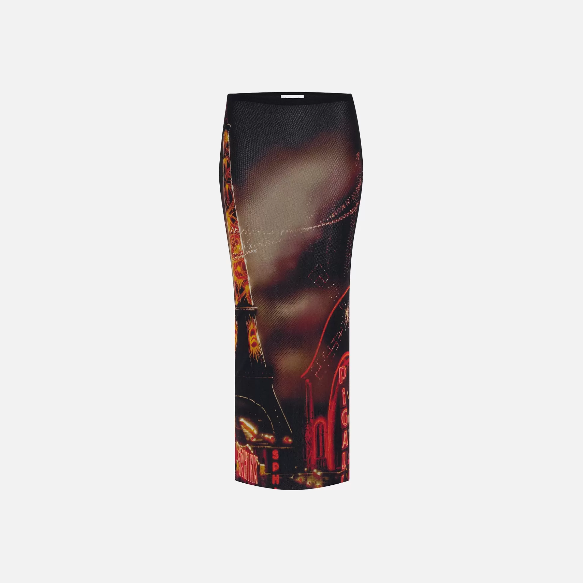 Clearance Jean Paul Gaultier pigalle printed mesh long skirt Red