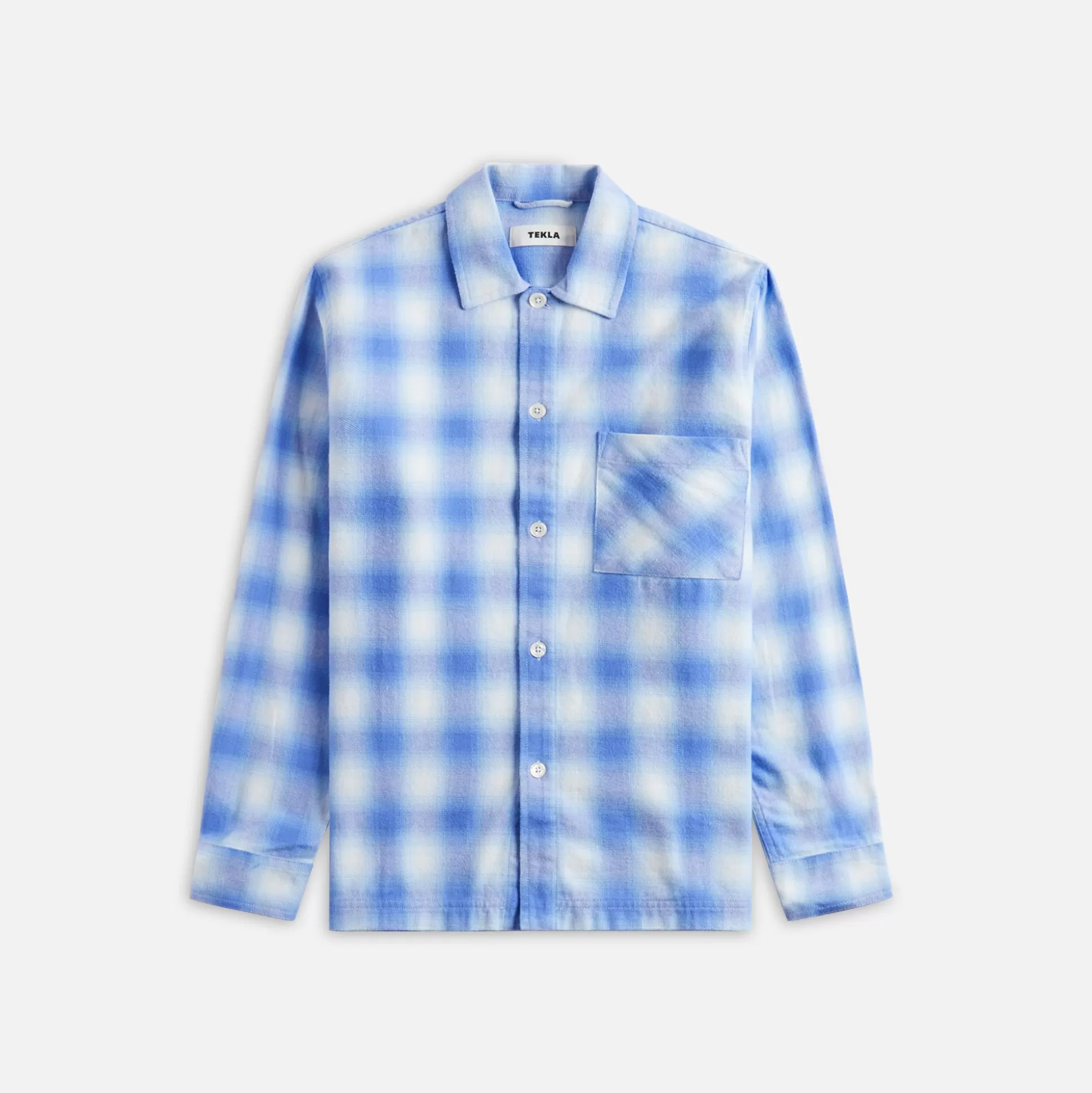 Online Tekla plaid long sleeve flannel shirt Light Blue