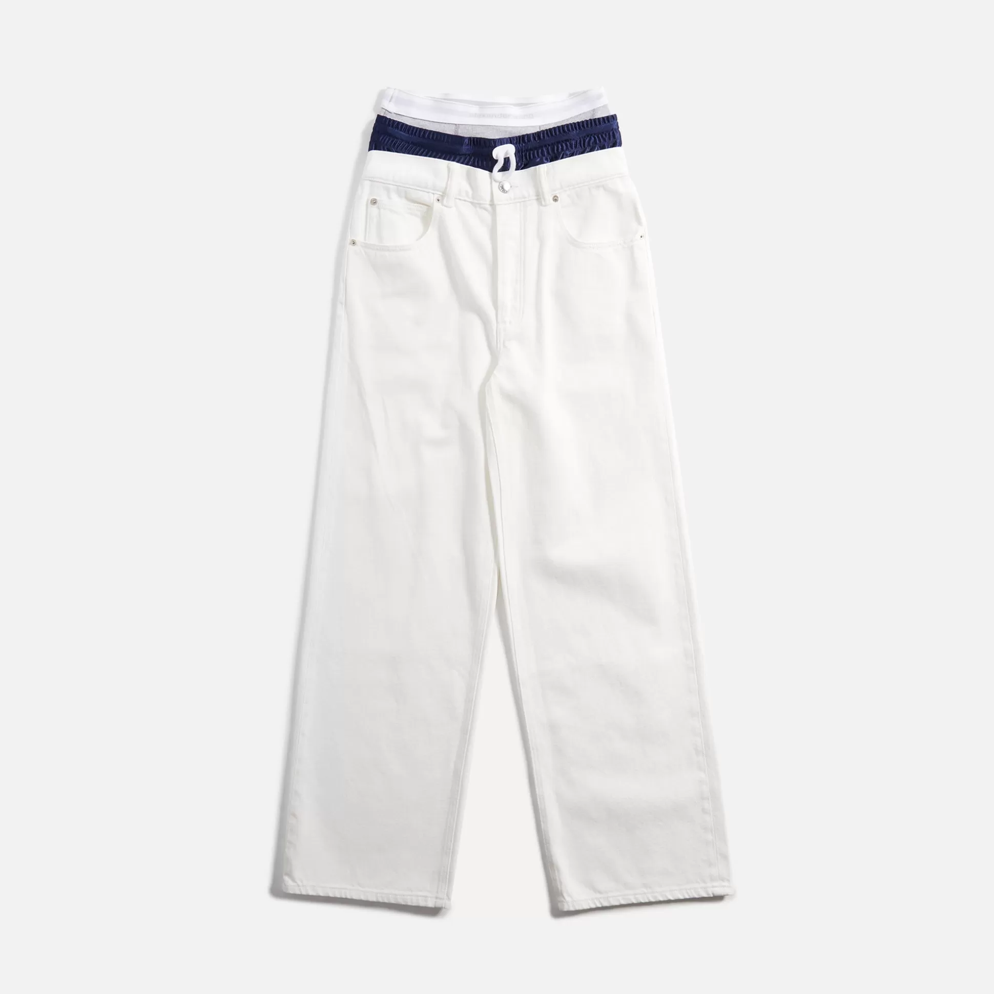 Fashion T by Alexander Wang pre-styled tri-layer 5 pocket jean White