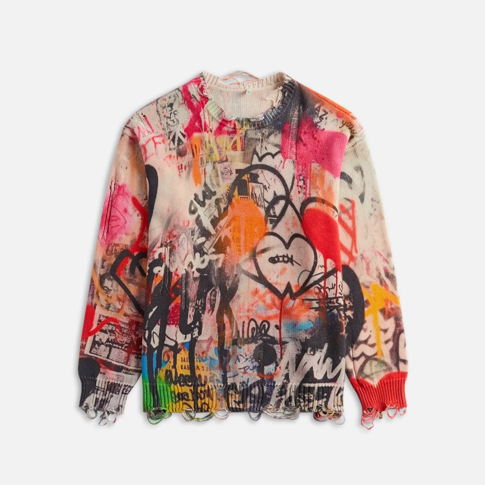 Outlet R13 r-13 printed boyfriend sweater Heart Graffiti