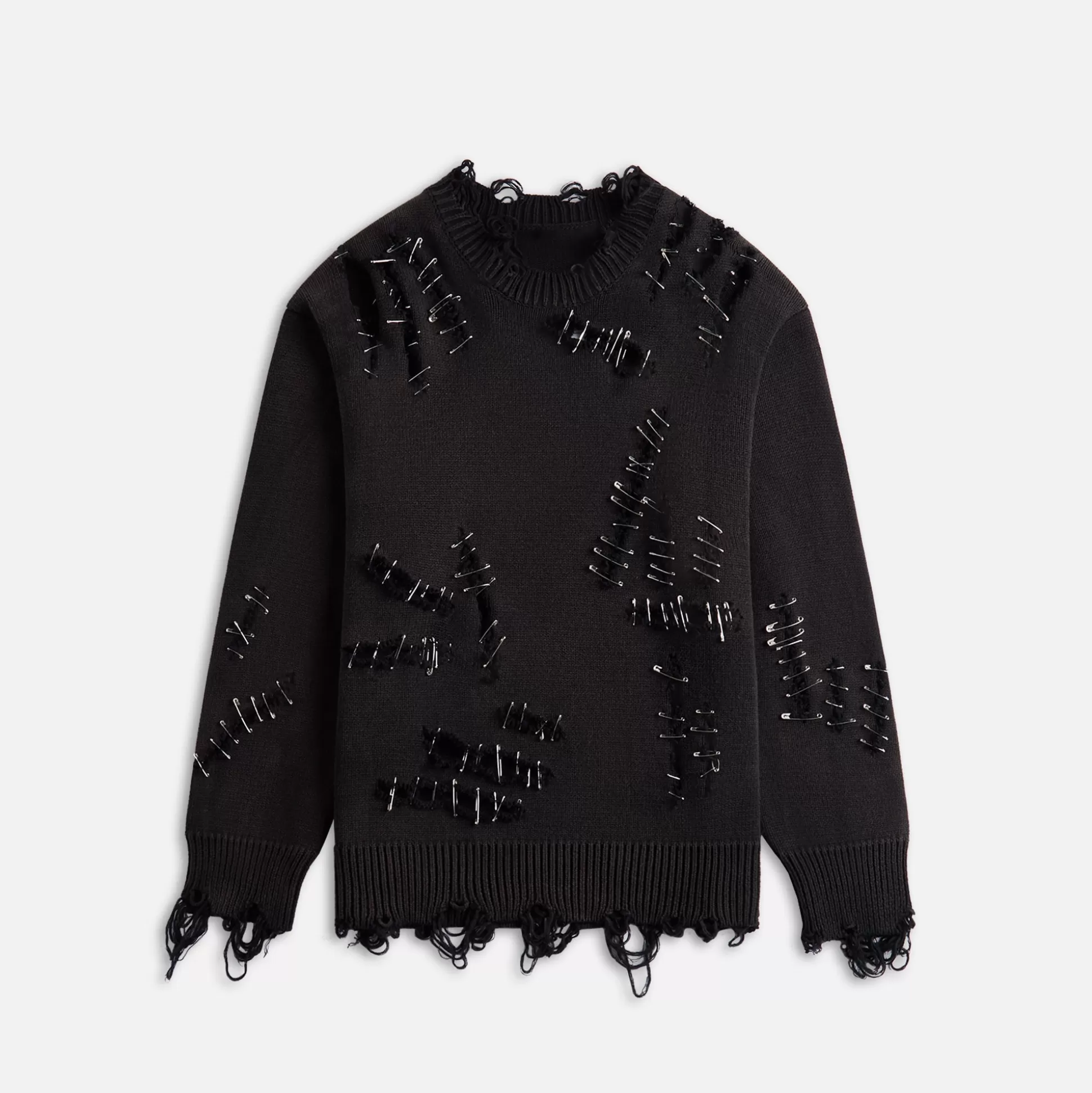 Shop R13 r-13 slashed boyfriend sweater Black