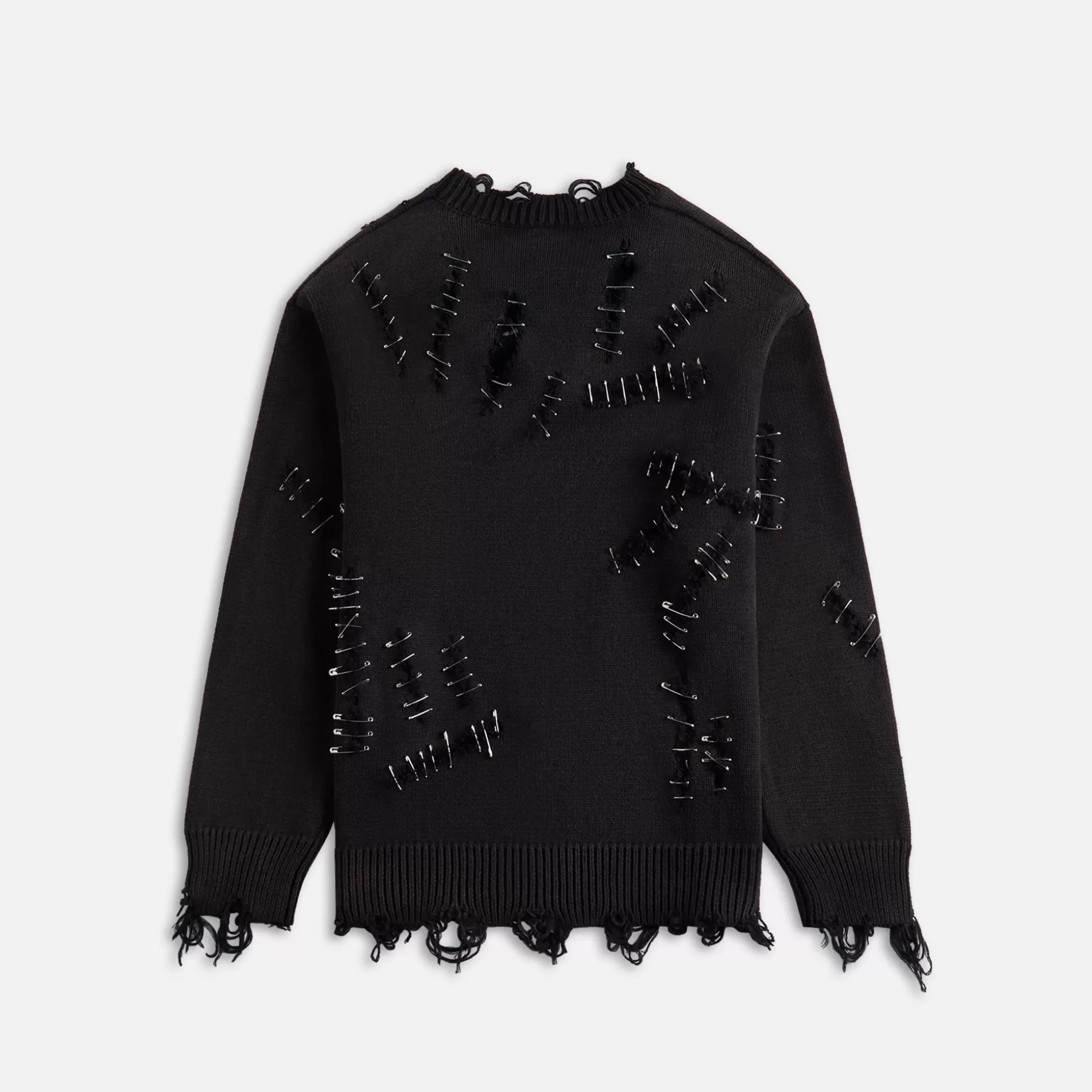 Shop R13 r-13 slashed boyfriend sweater Black