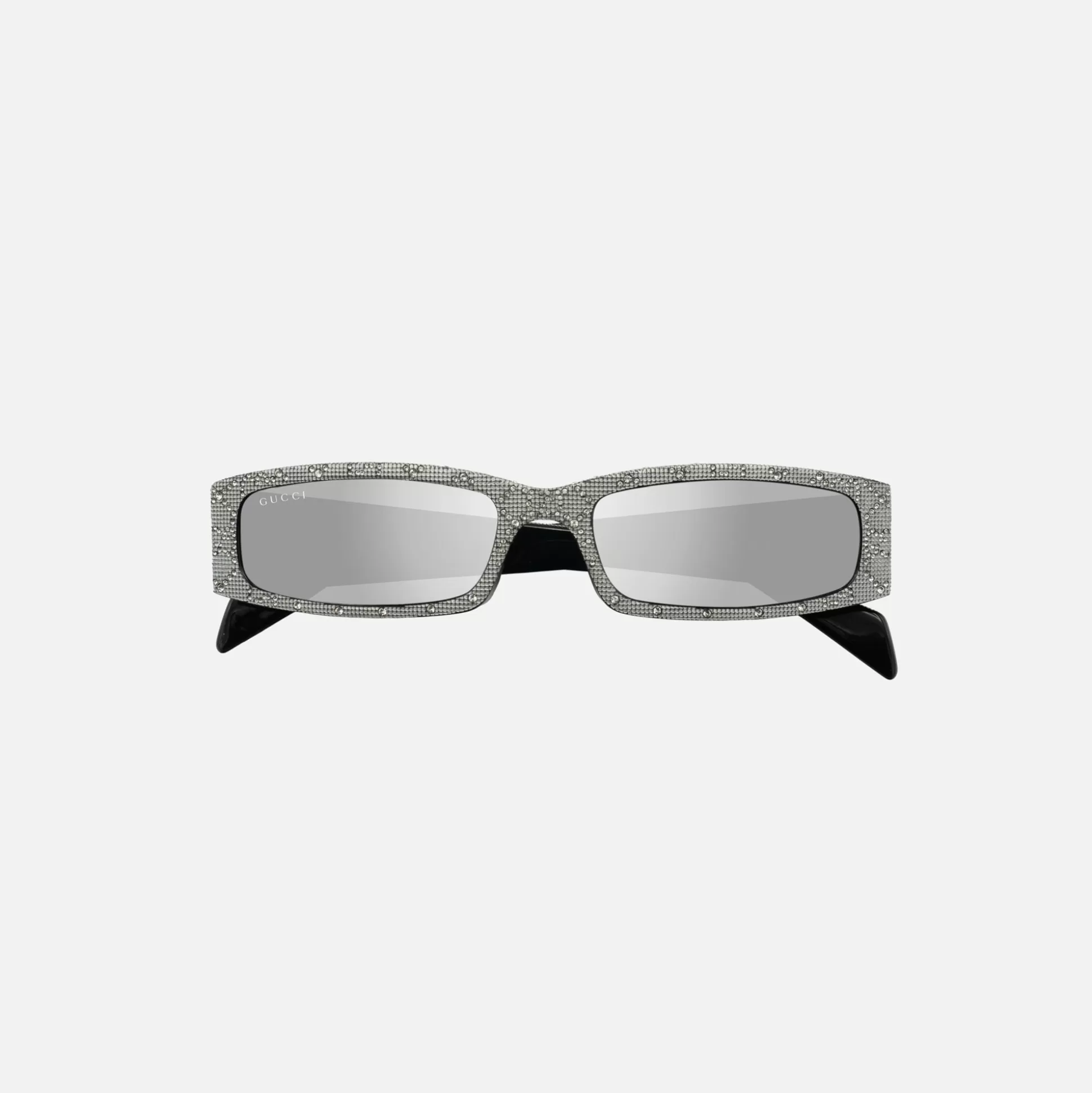 Shop Gucci rectangular gg frame Silver Crystal