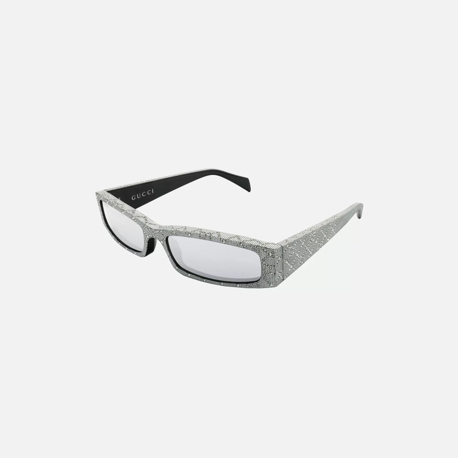 Shop Gucci rectangular gg frame Silver Crystal