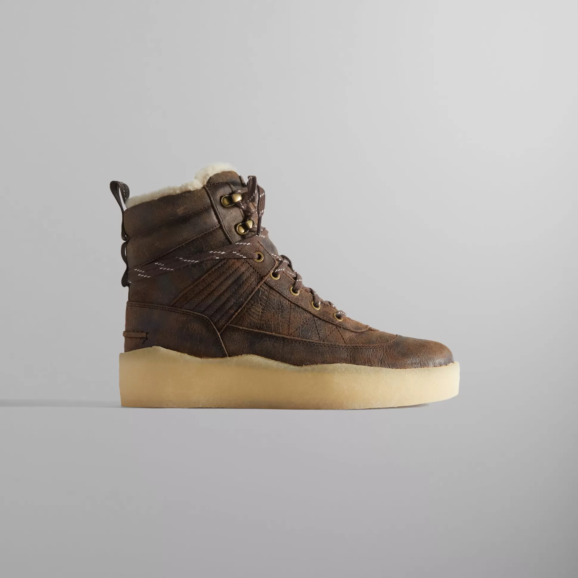 Best Sale Kith Ronnie Fieg for Clarks Originals 8th St Rushden Boot Shearling Chocolate