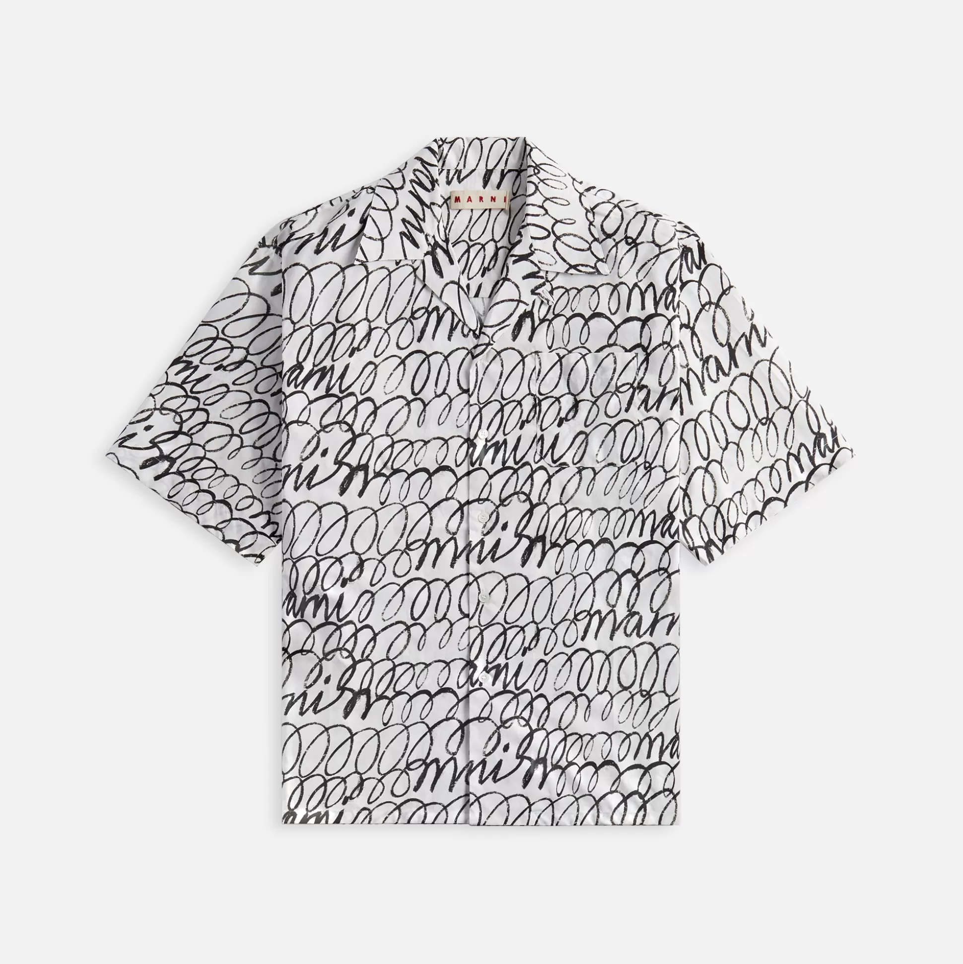 Outlet Marni scribbled poplin bowling shirt Lily White