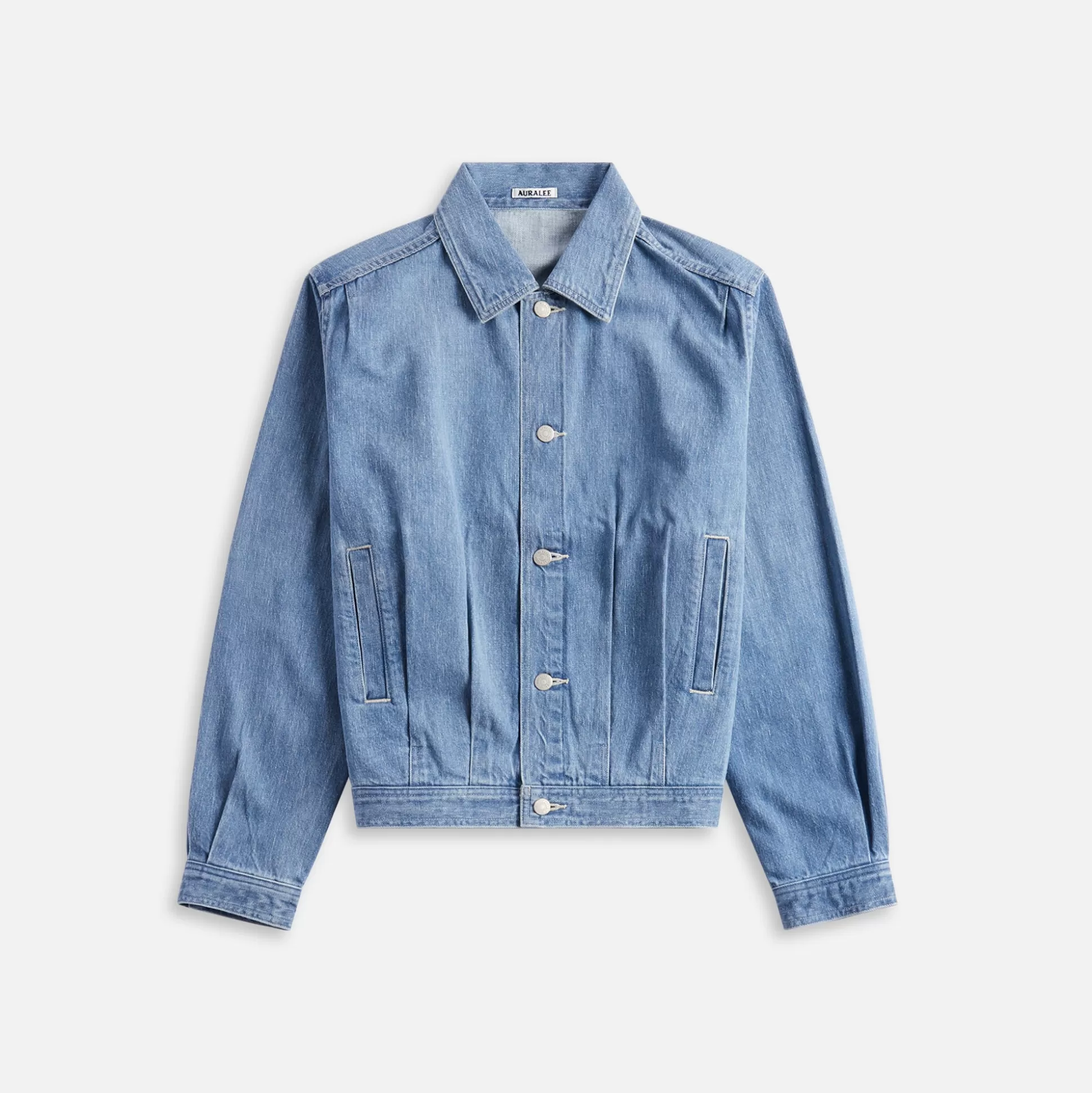 Outlet Auralee selvedge faded light denim blouson Washed Indigo