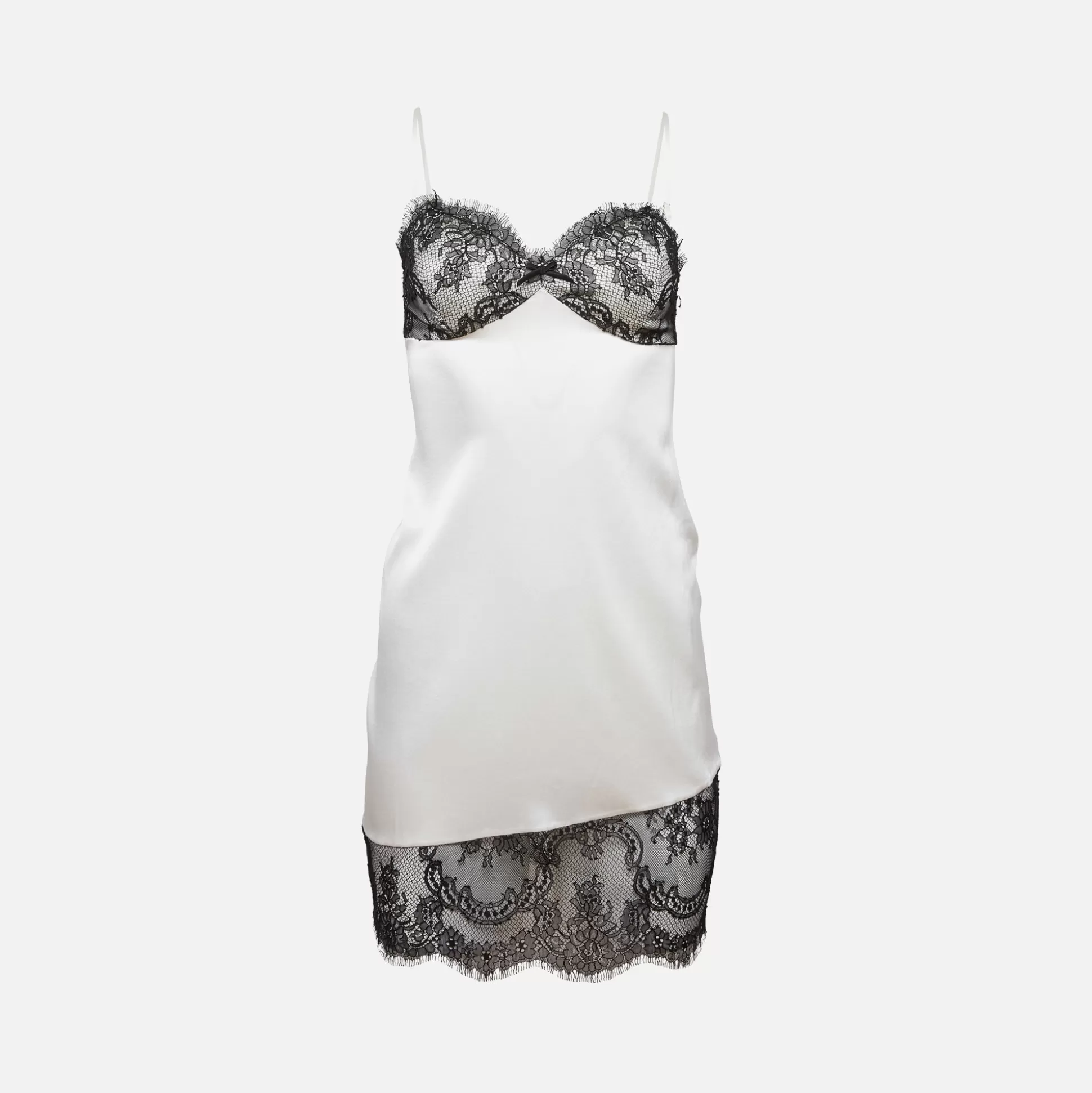 Cheap Fleur du Mal silk and lace mini slip dress Ivory