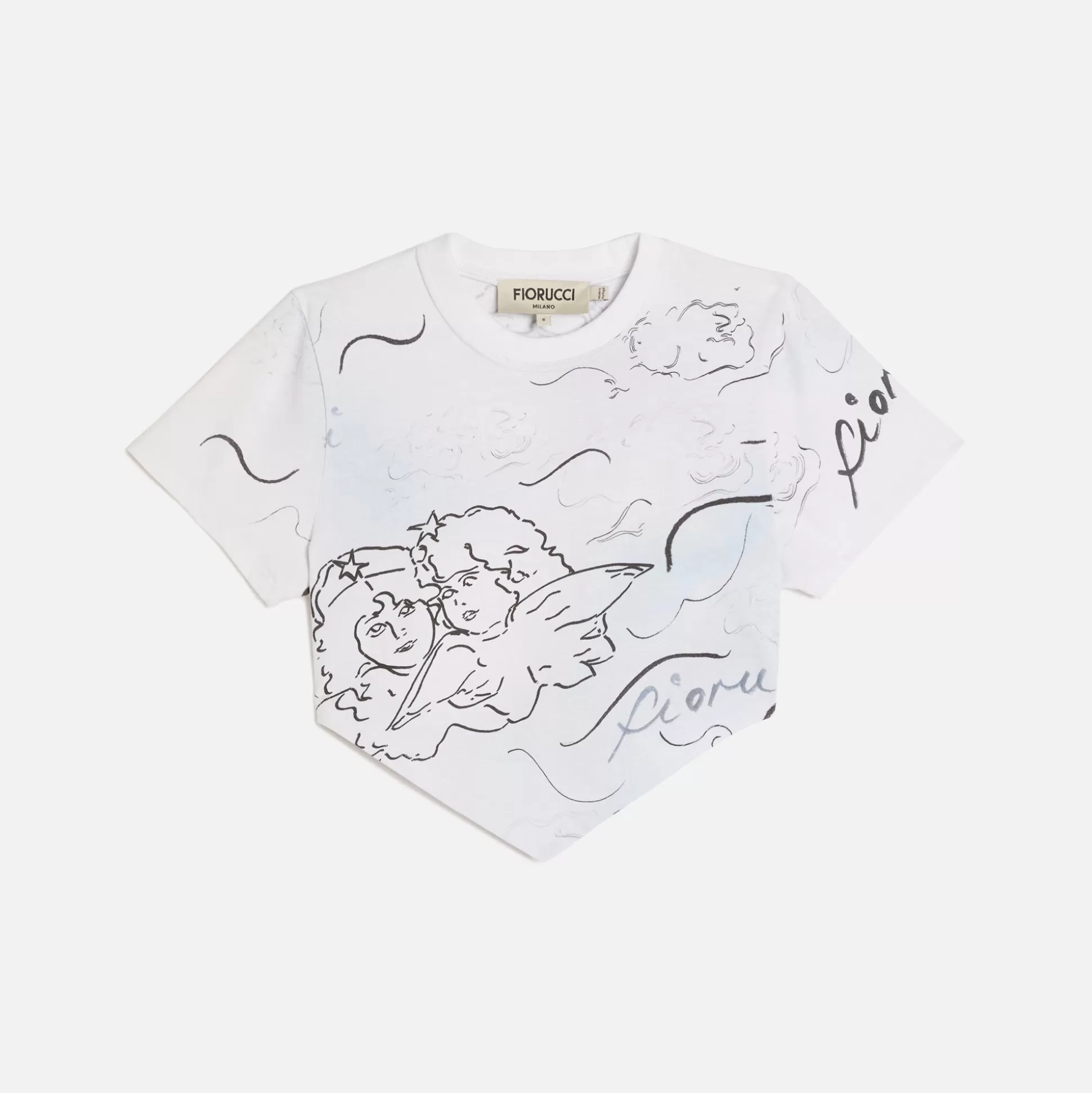 Flash Sale Fiorucci sketch angel hankerchief top White