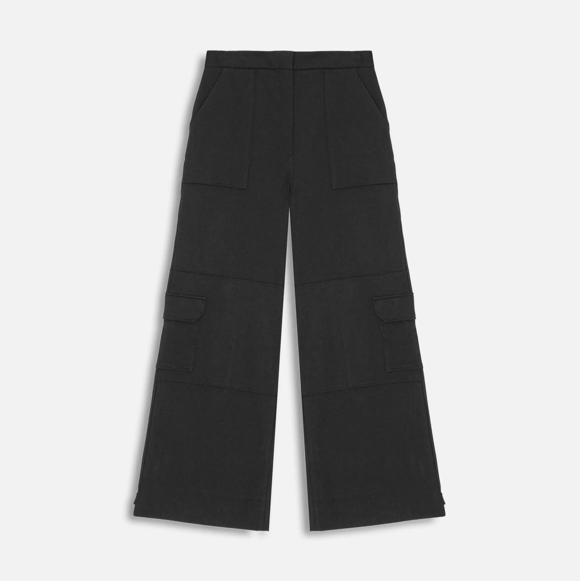 Shop Ganni solid twill suiting cargo pants Black