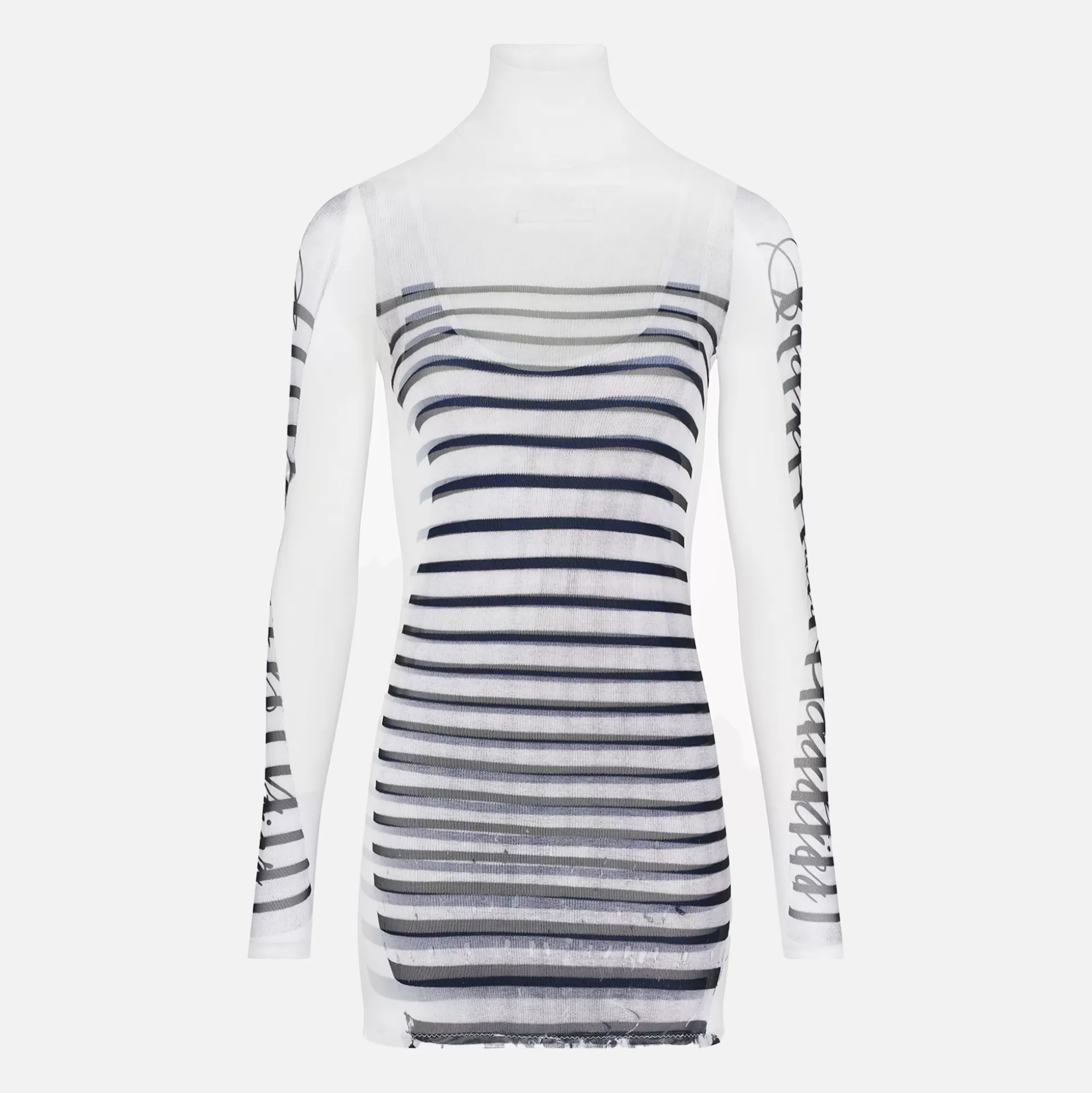 Shop Jean Paul Gaultier spandex and mesh short dress White