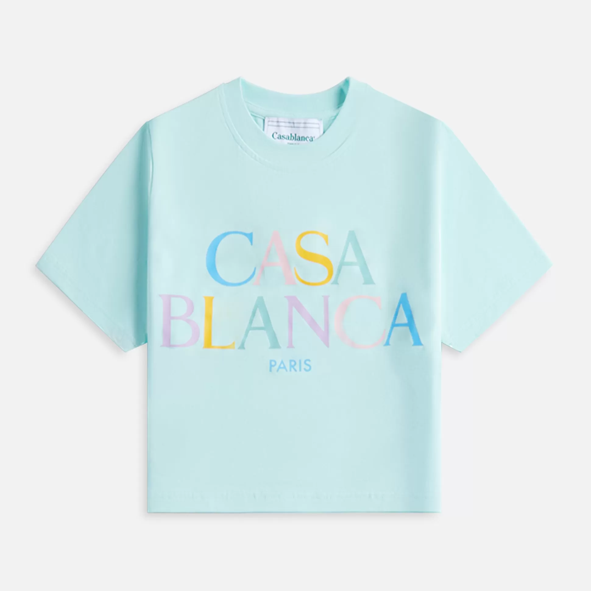 Fashion Casablanca stacked logo printed baby tee Blue