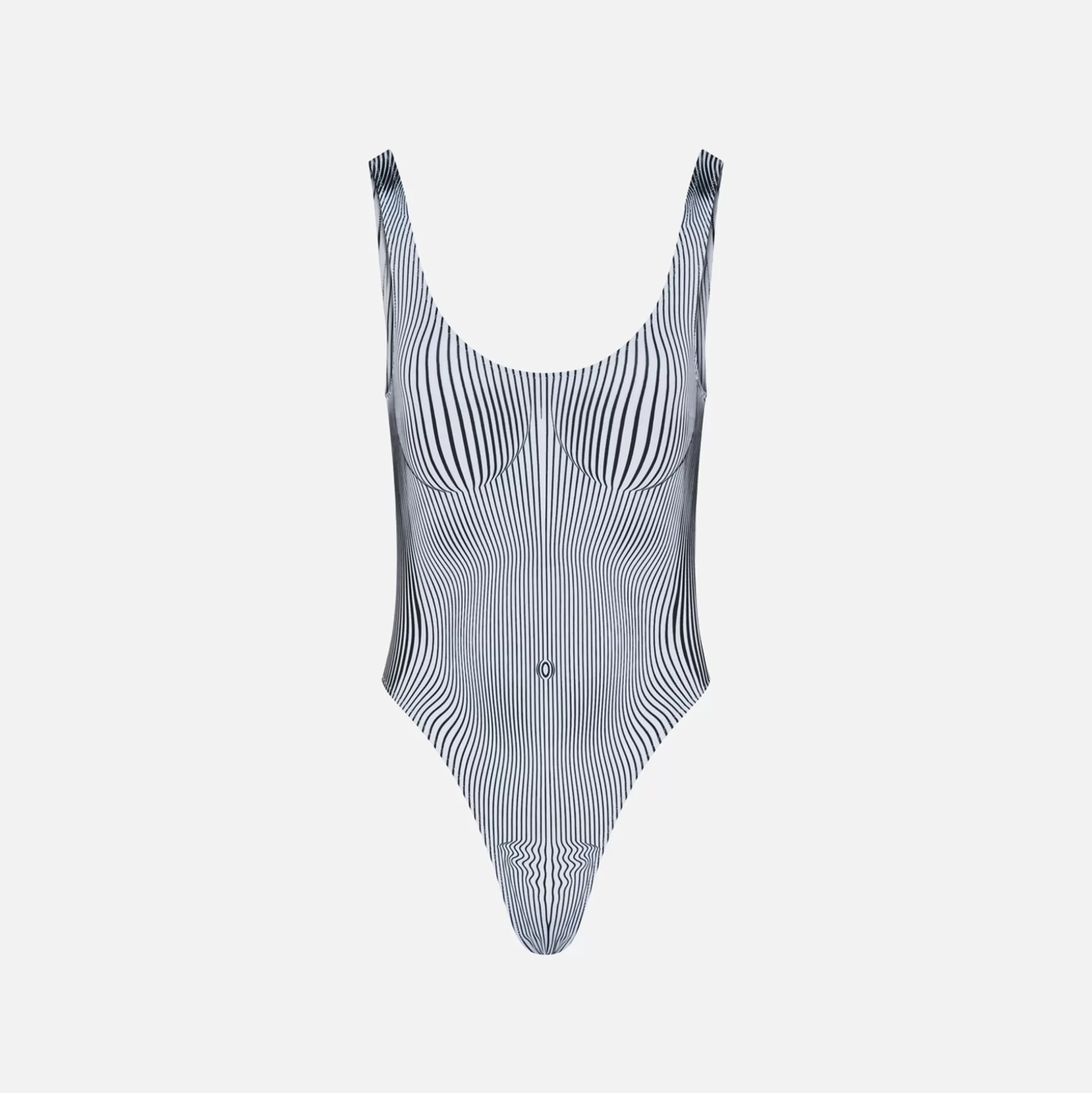 New Jean Paul Gaultier swimsuit printed in pinstripe body morphing