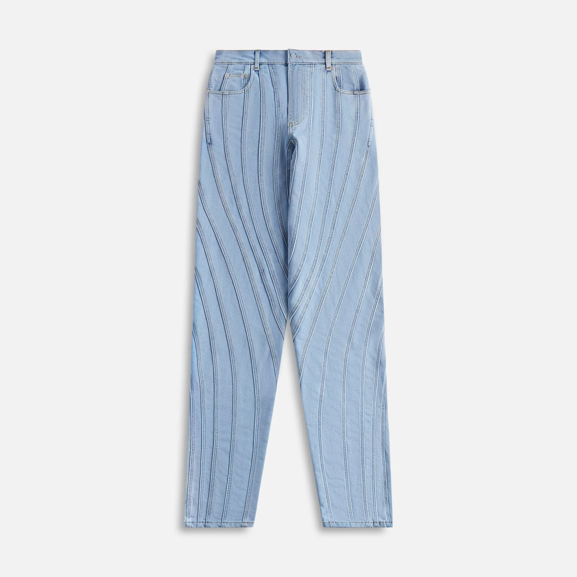 Sale Mugler textured denim pant Light Blue