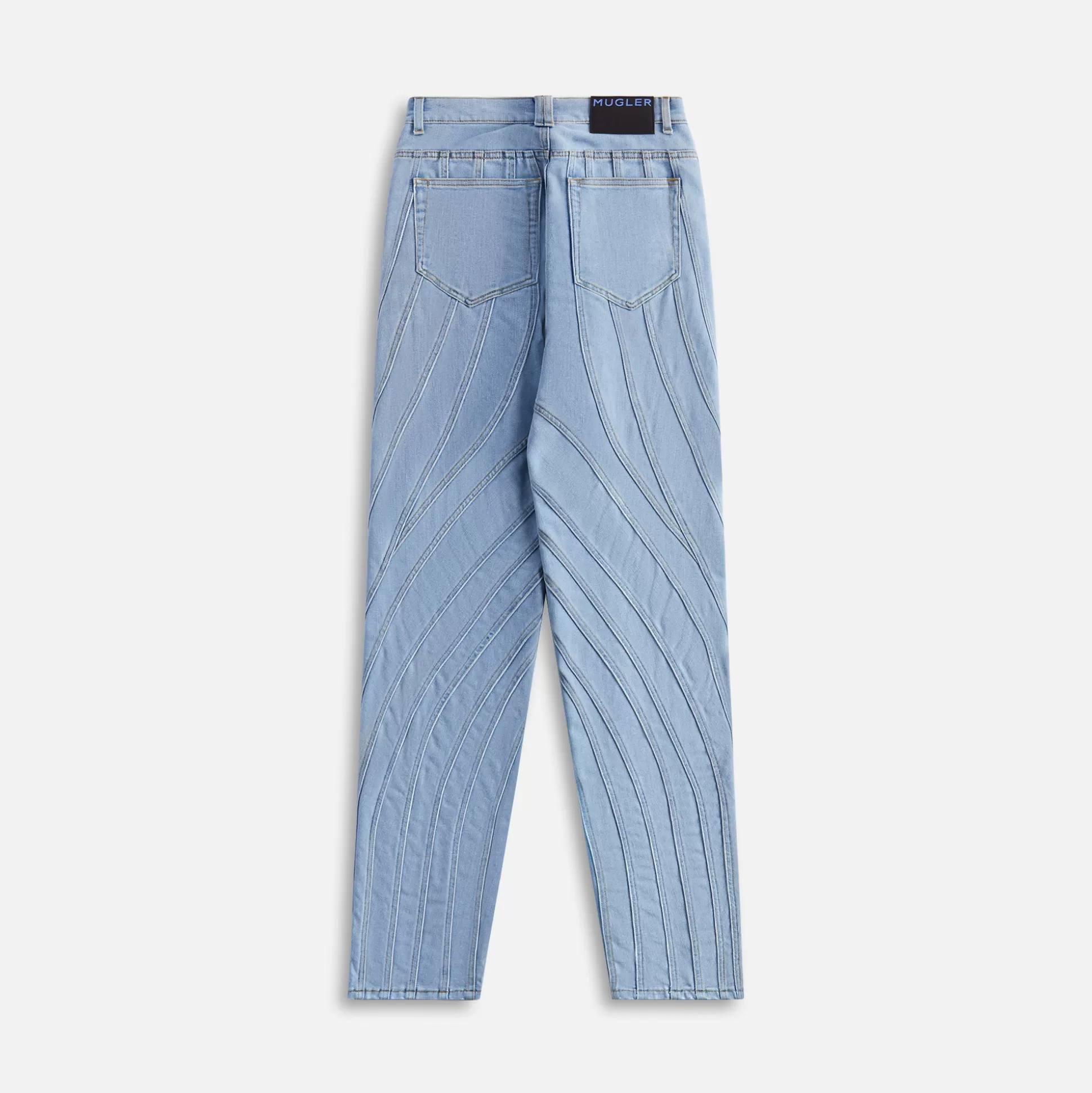 Sale Mugler textured denim pant Light Blue