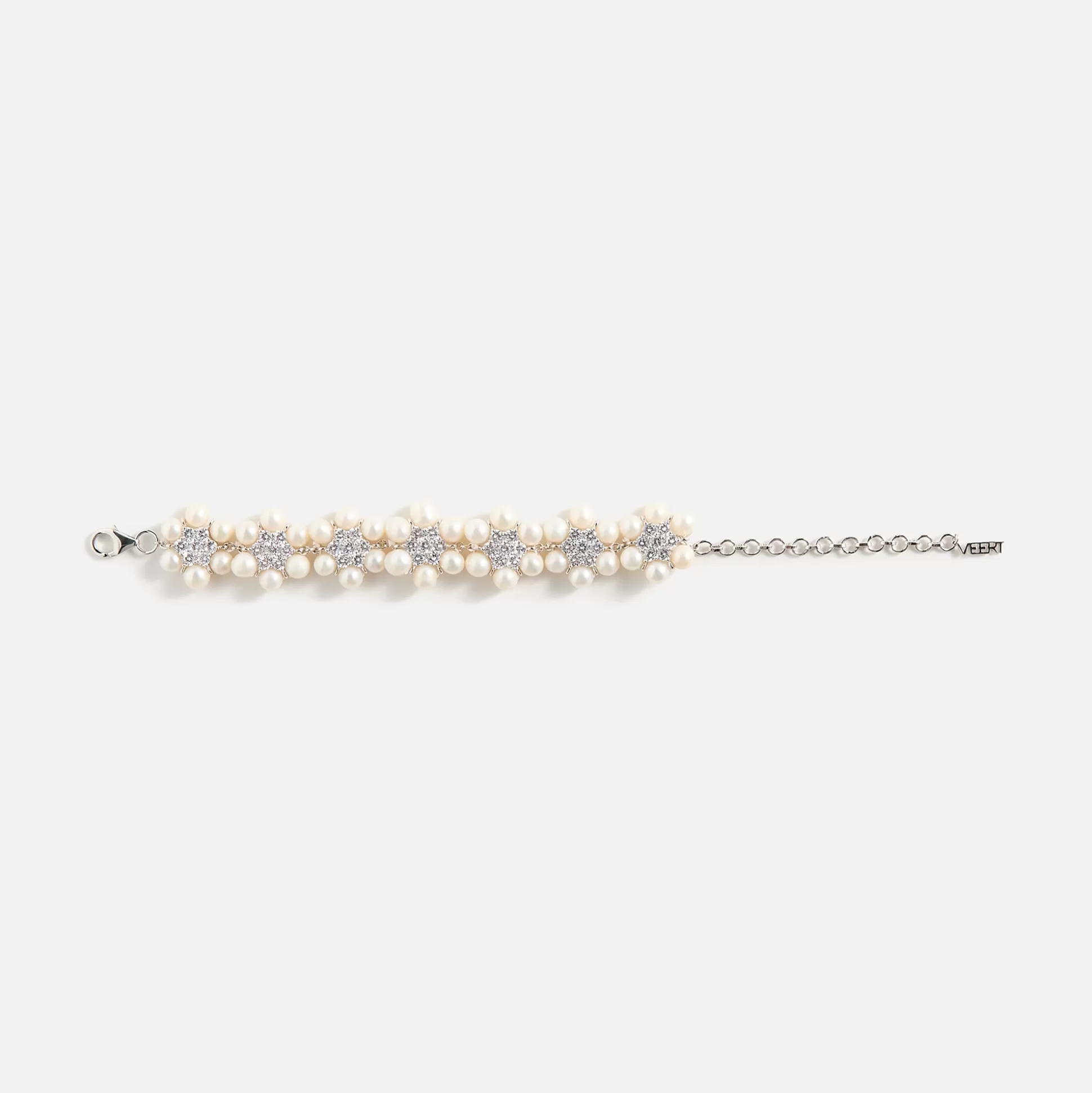 Best VEERT the 42 pearl clear flower bracelet White Gold