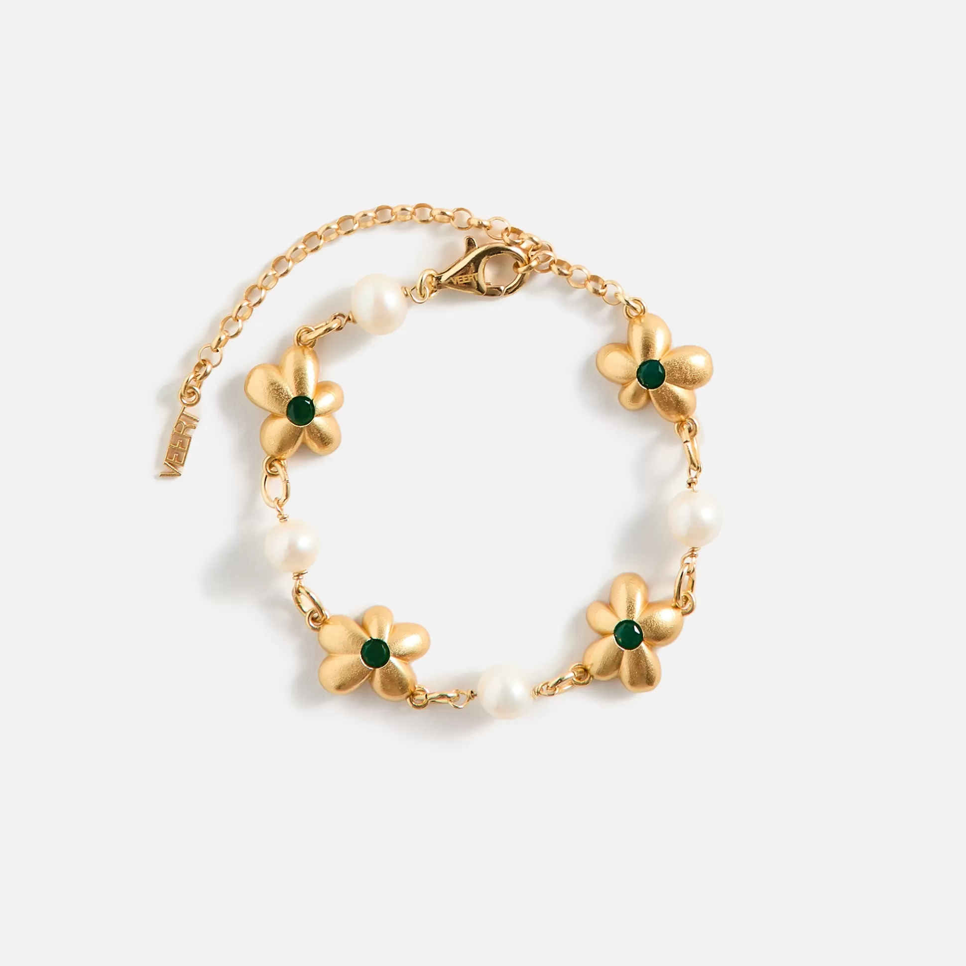 Cheap VEERT the green pearl flower bracelet Yellow Gold