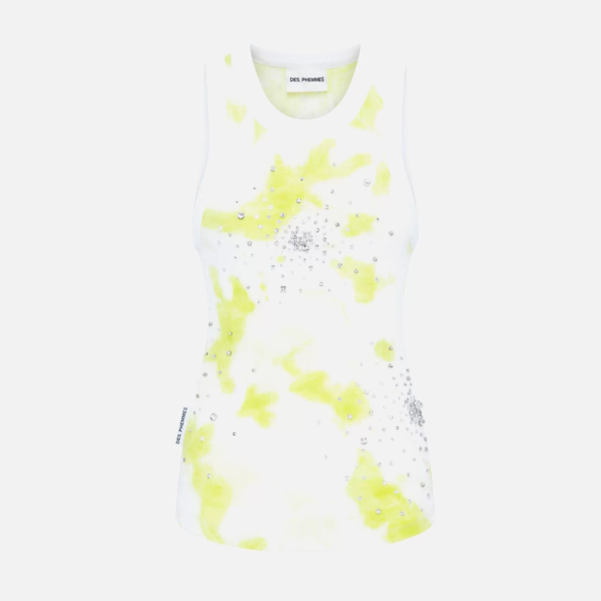 Flash Sale Des Phemmes tie dye splash embroidery tank top Lime