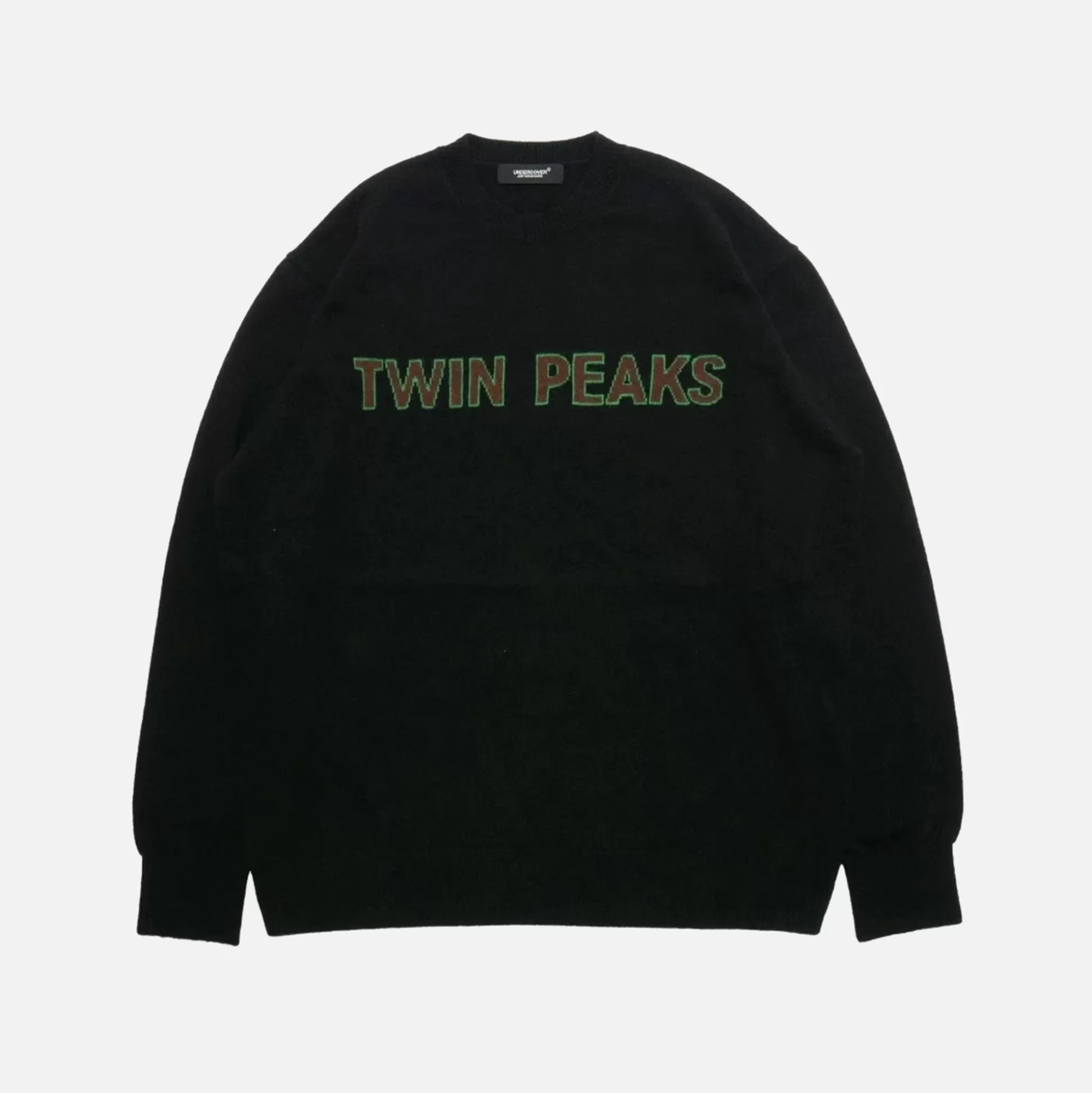 Shop Undercover twin peaks logo crew knit Black