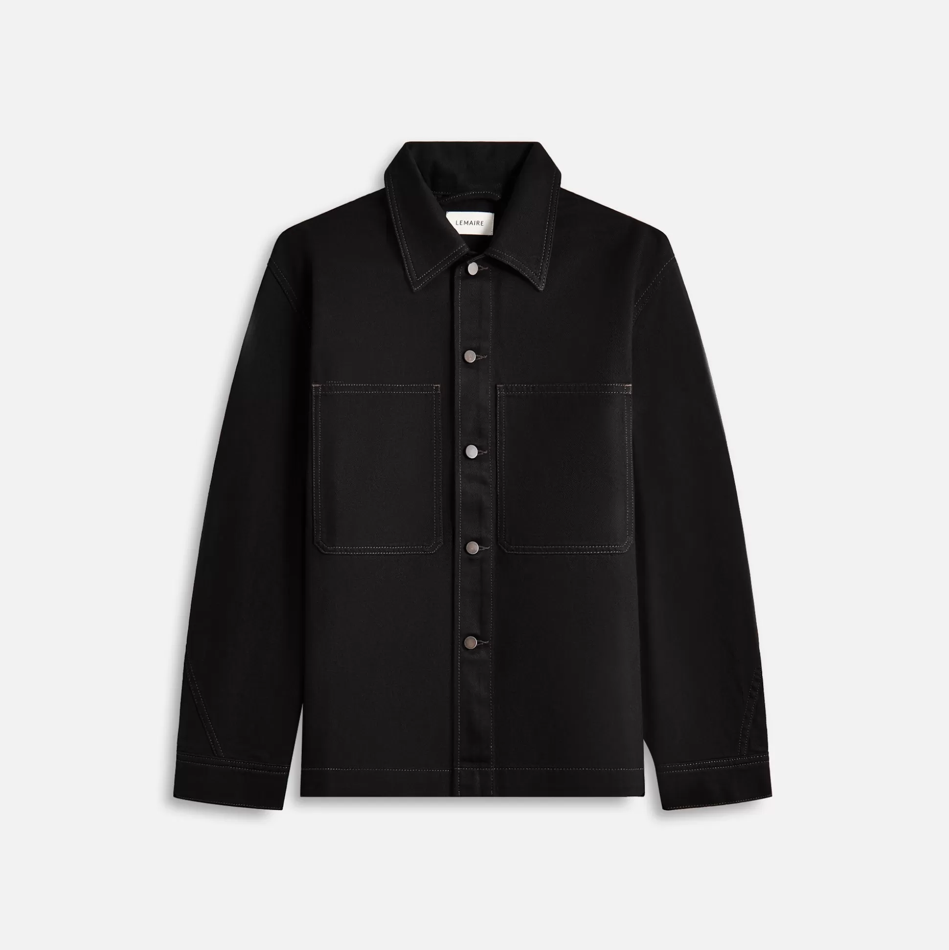 Shop Lemaire twisted sleeve boxy overshirt Black