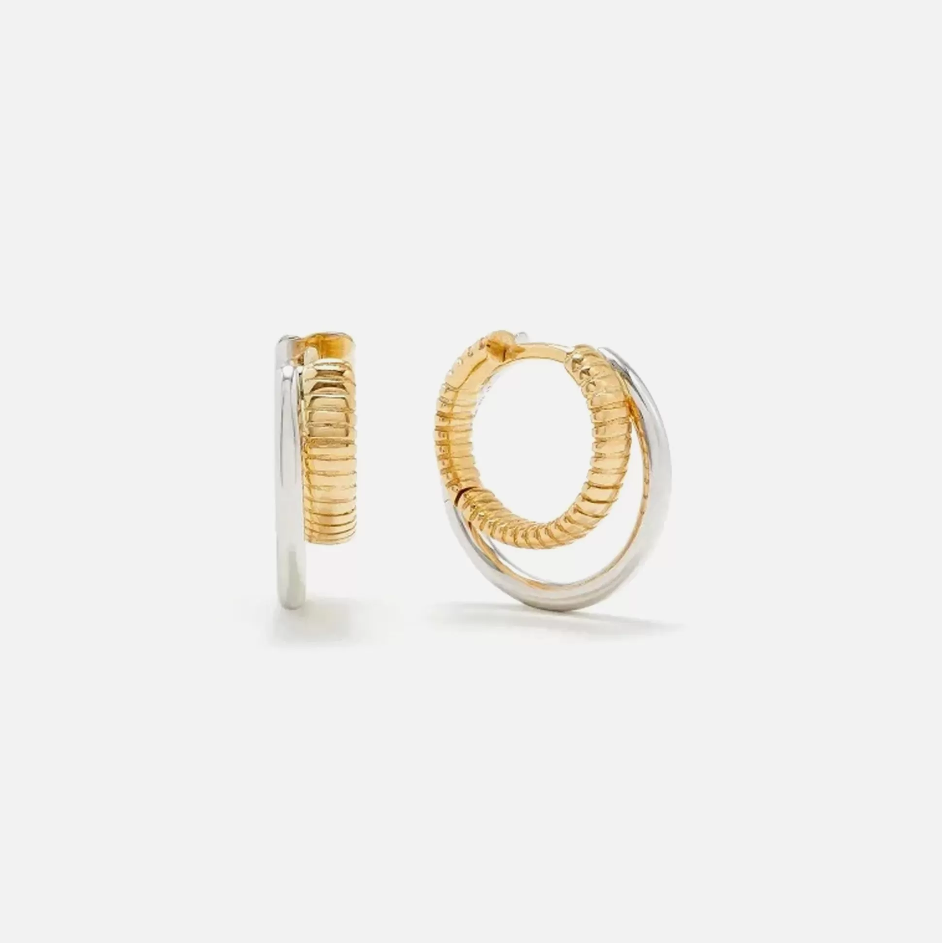 Hot Yvonne Leon two tone mini hoop earrings