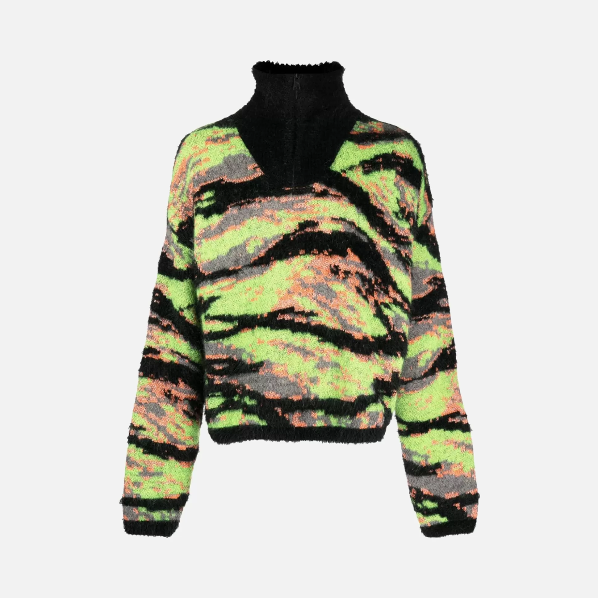 Sale ERL unisex jacquard tiger sweater knit Green Rave Camo