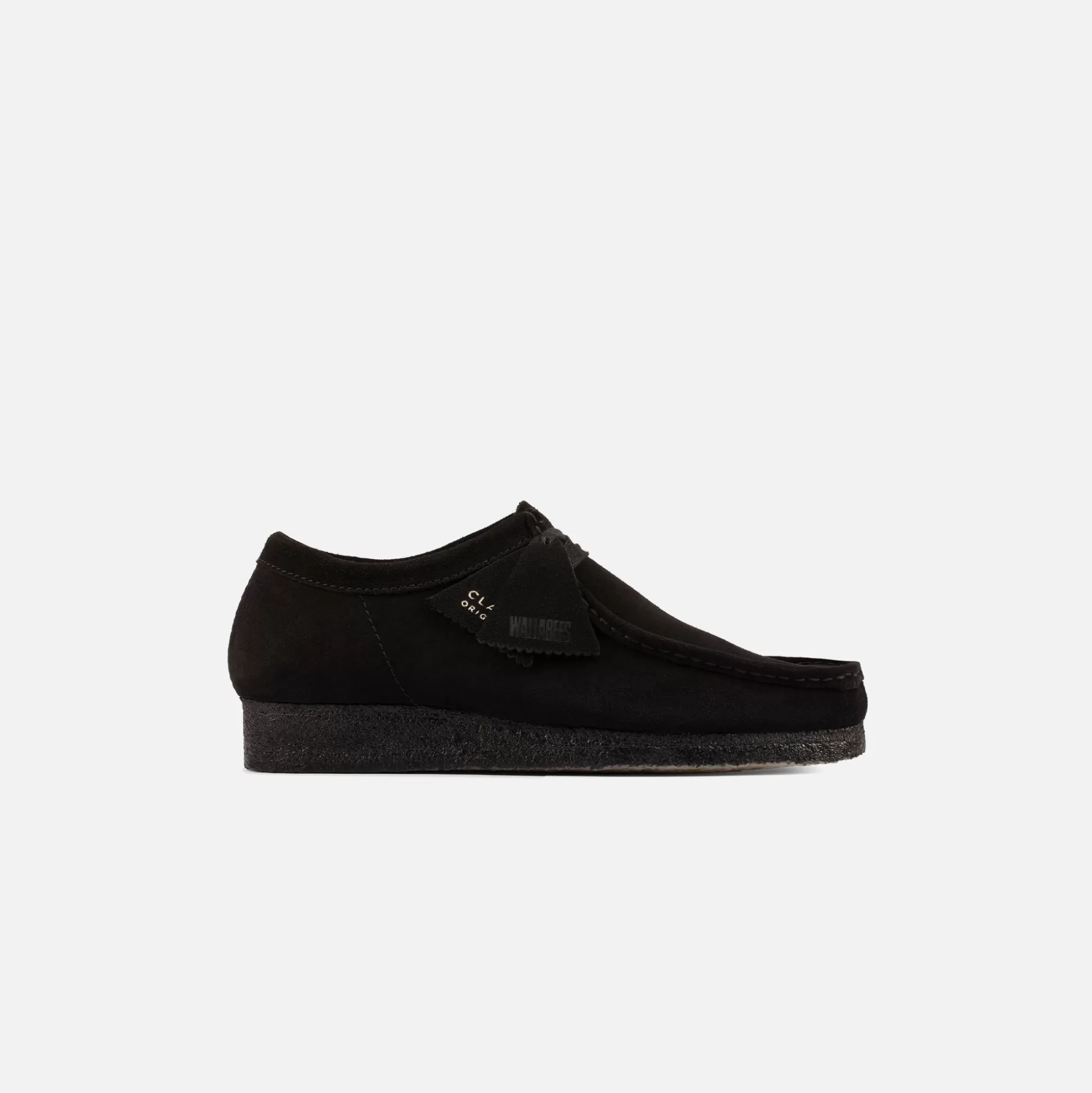 Shop Clarks wallabee Black Suede