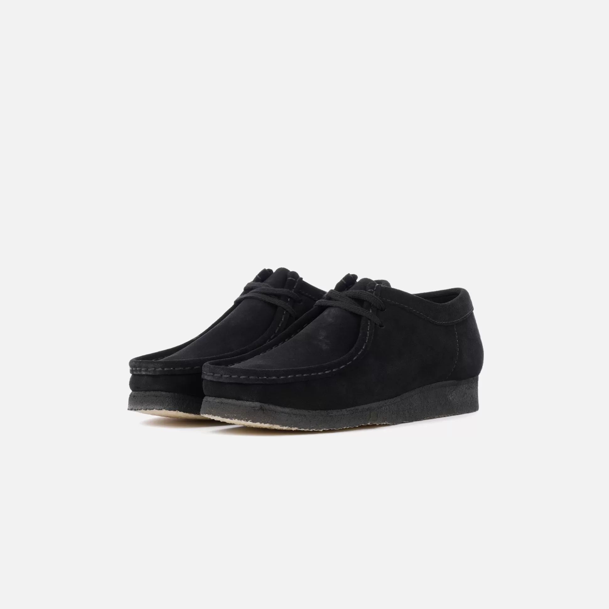 Shop Clarks wallabee Black Suede