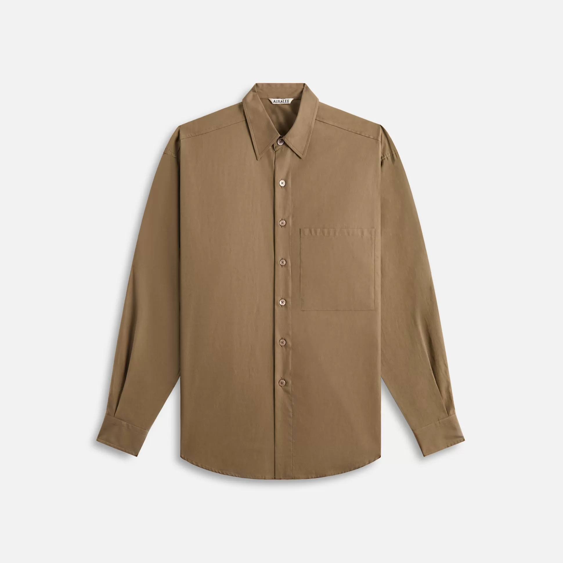 Best Auralee washed finx twill big shirt Brown