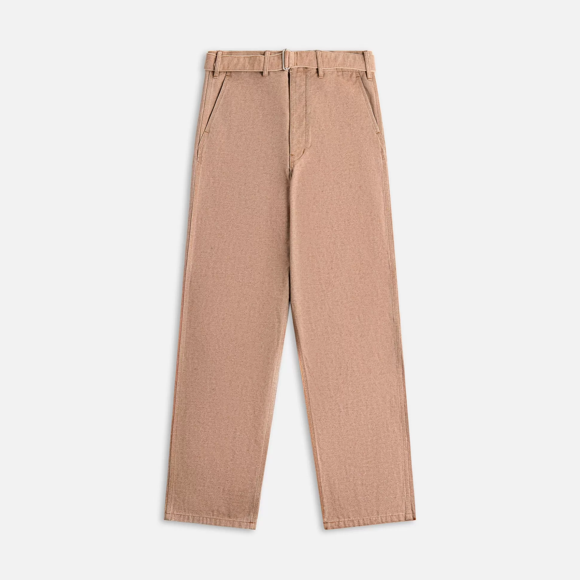 Cheap Auralee washed organic canvas belted pants Light Brown