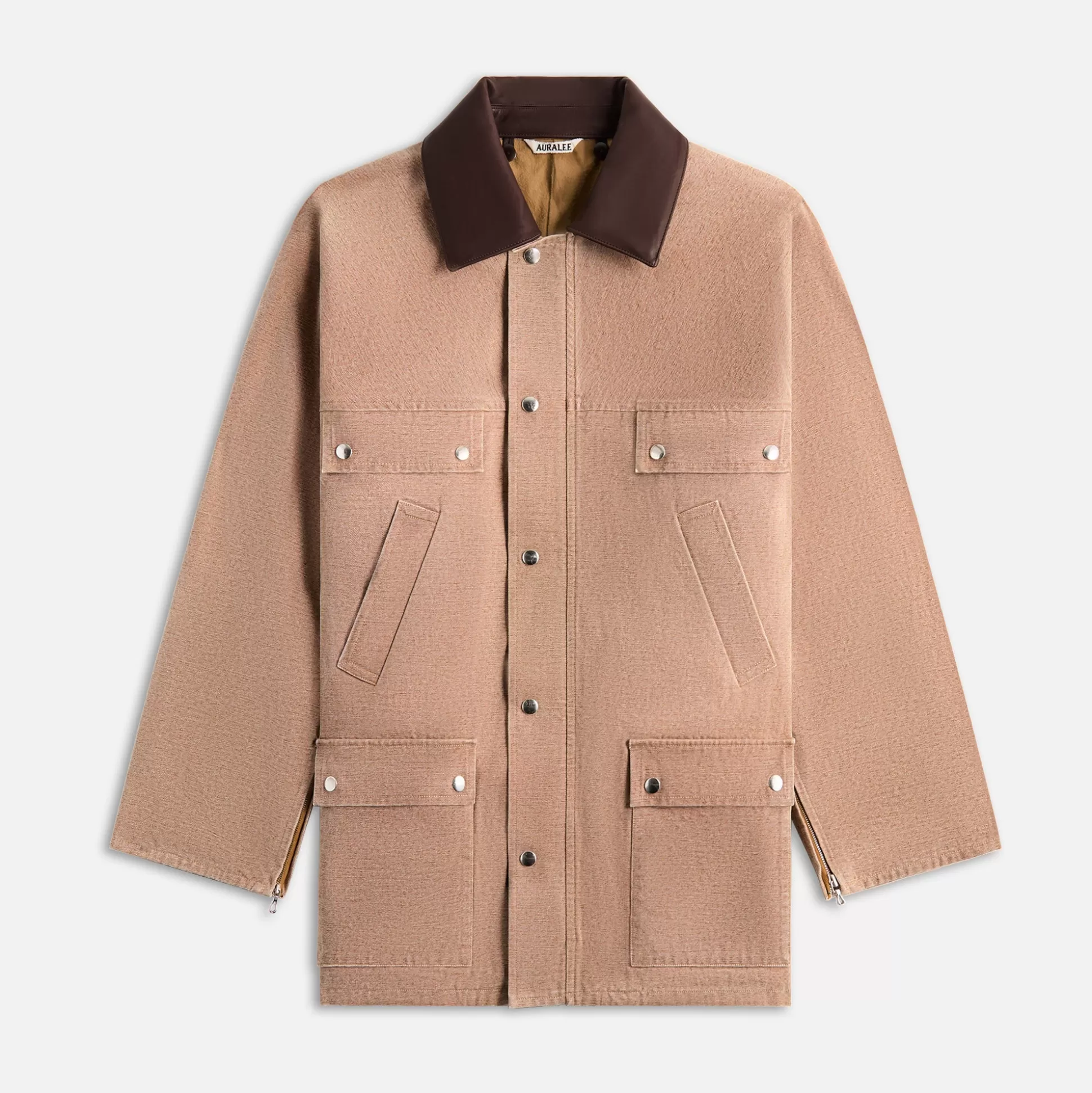 Outlet Auralee washed organic canvas hunting blouson Light Brown