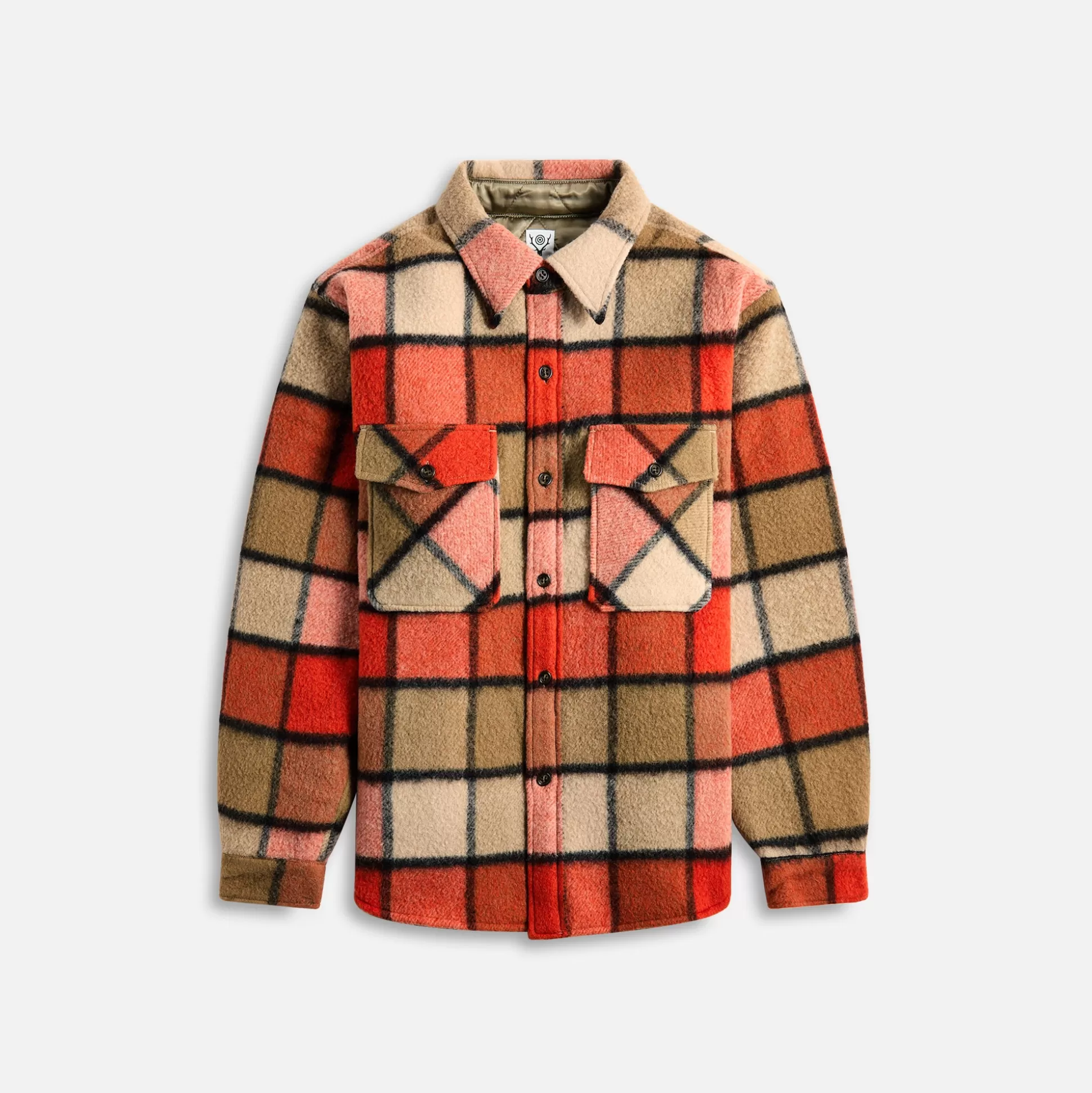 New South2 West8 western shirt wool brushed plaid twill Brick