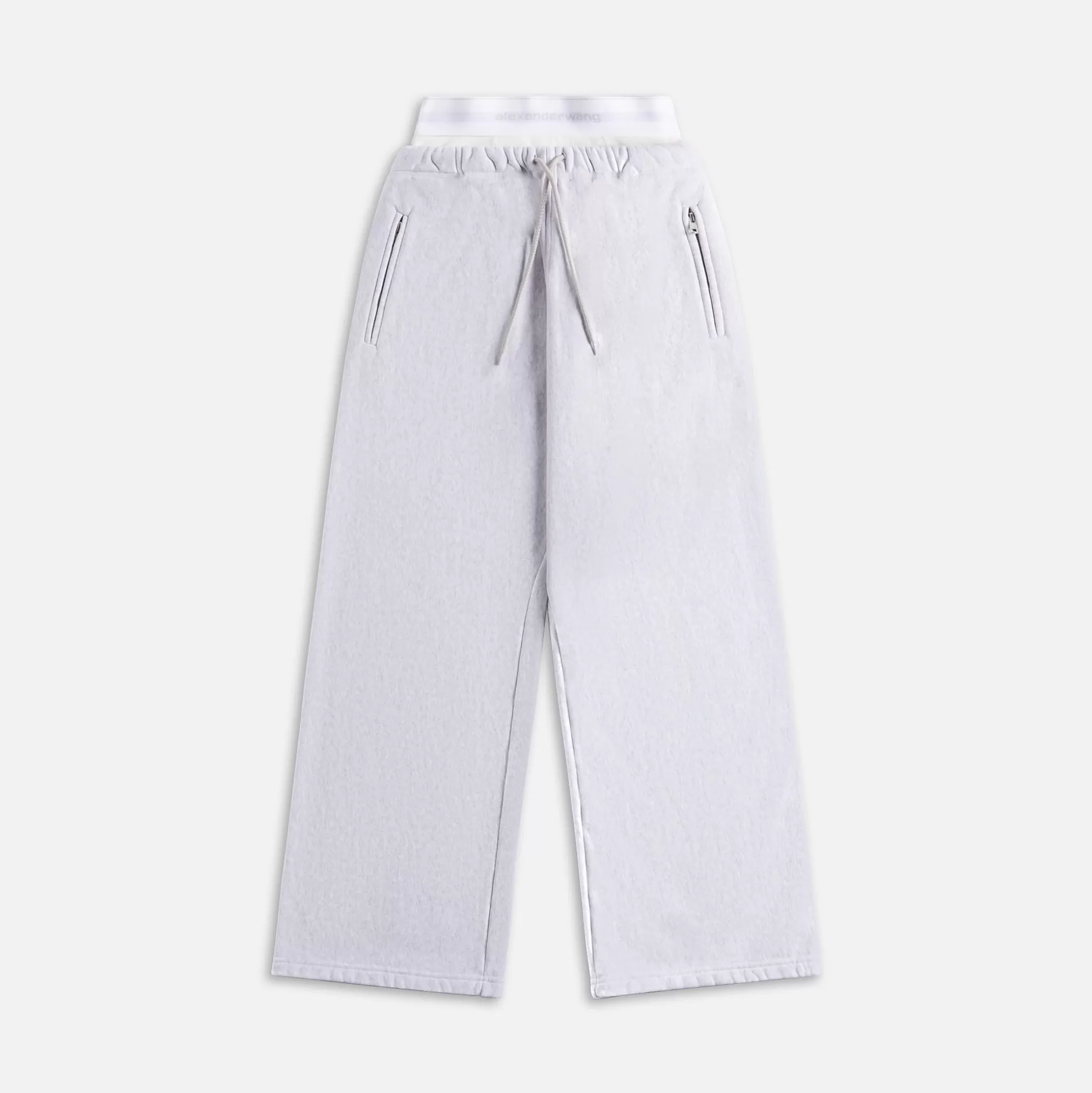 Best Sale T by Alexander Wang wide leg sweatpant with logo elastic exposed brief Light Heather Grey