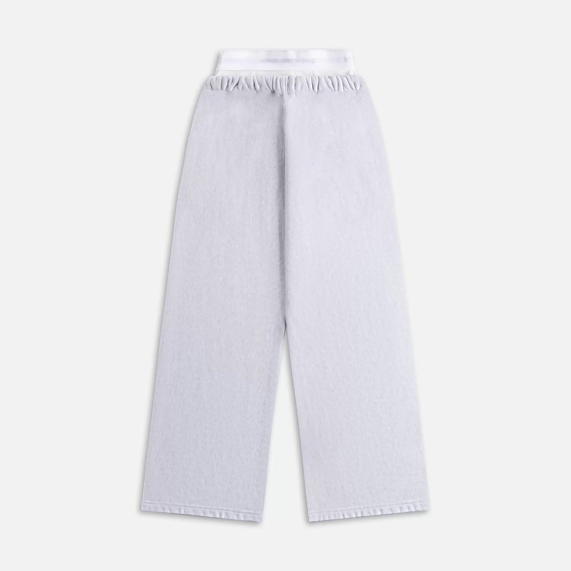 Best Sale T by Alexander Wang wide leg sweatpant with logo elastic exposed brief Light Heather Grey