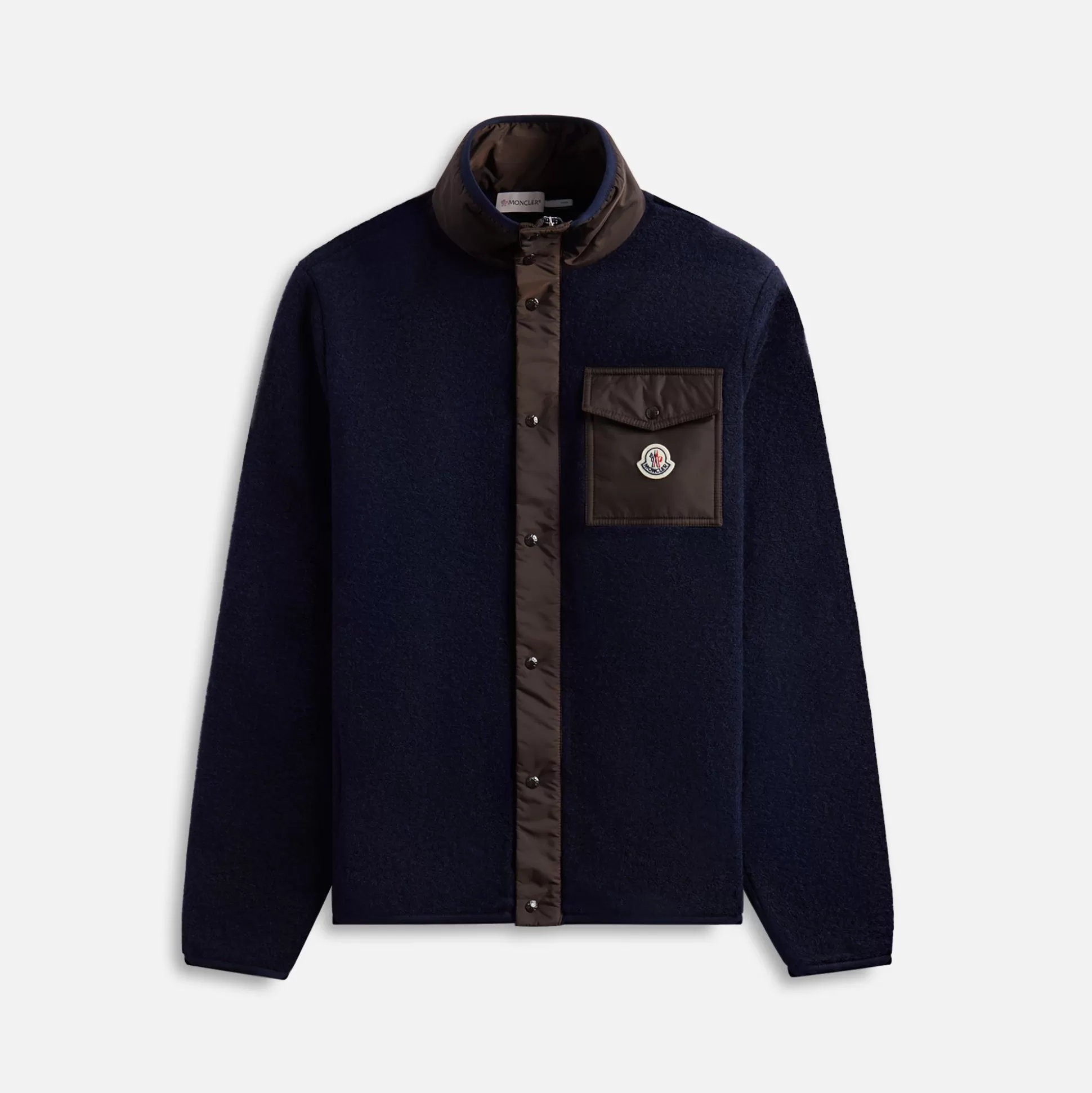 Cheap Moncler wool teddy fleece zip up cardigan Navy