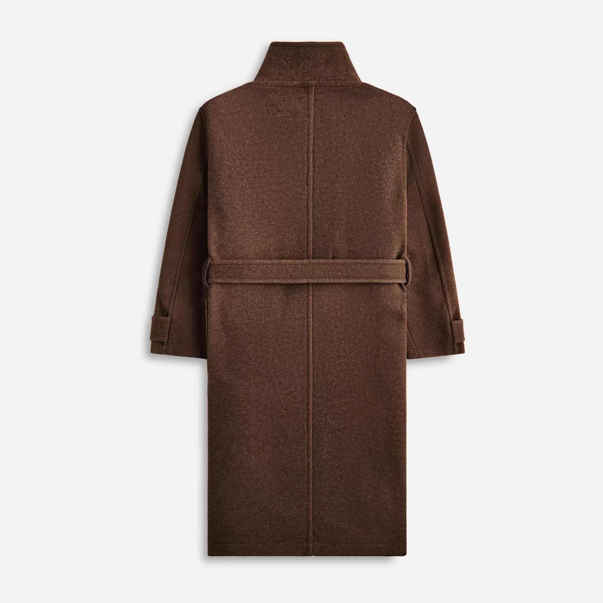 Shop Lemaire wrap coat with contrast stitch Brown Chine