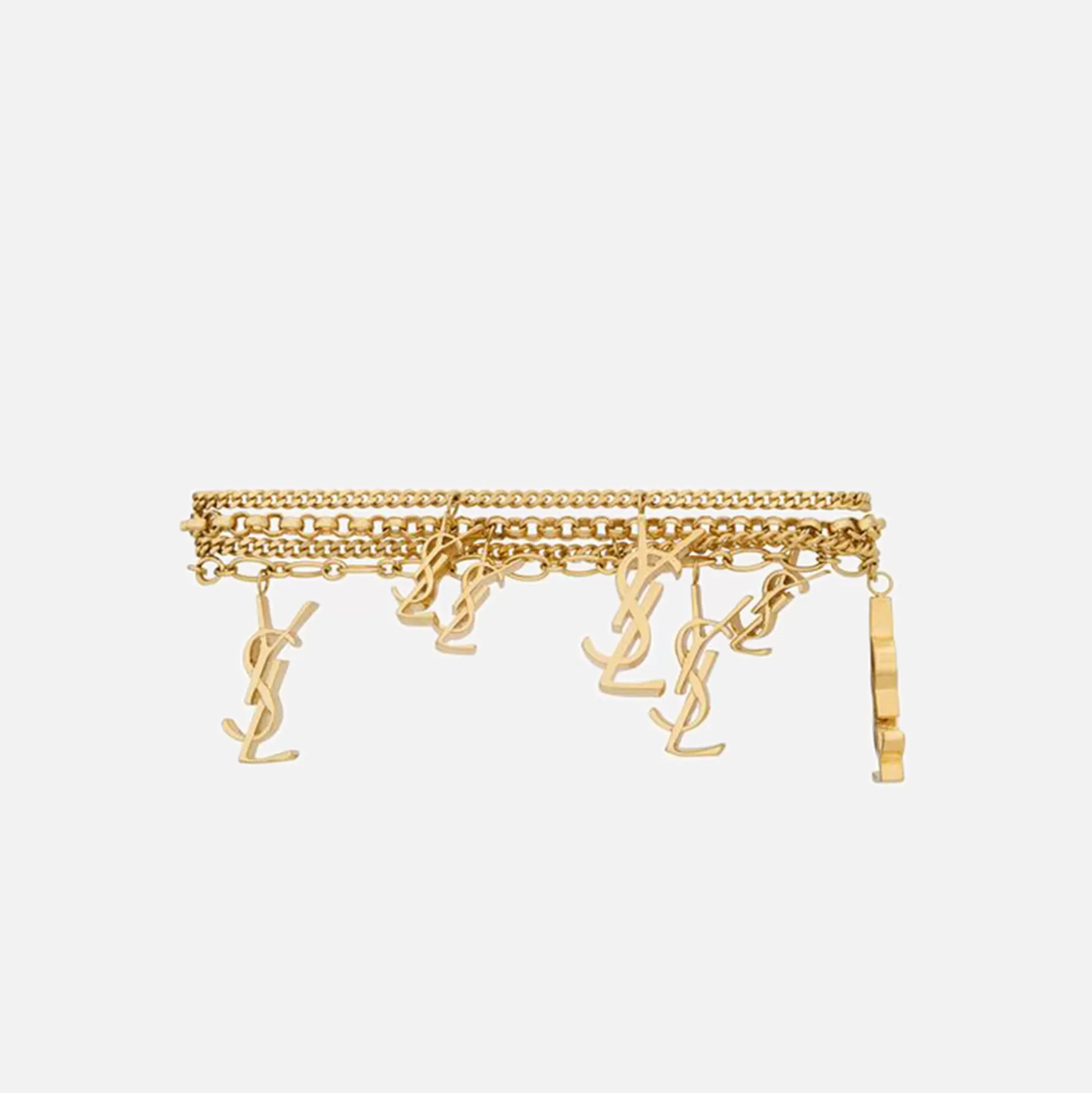 Shop Saint Laurent ysl charm braclet Gold