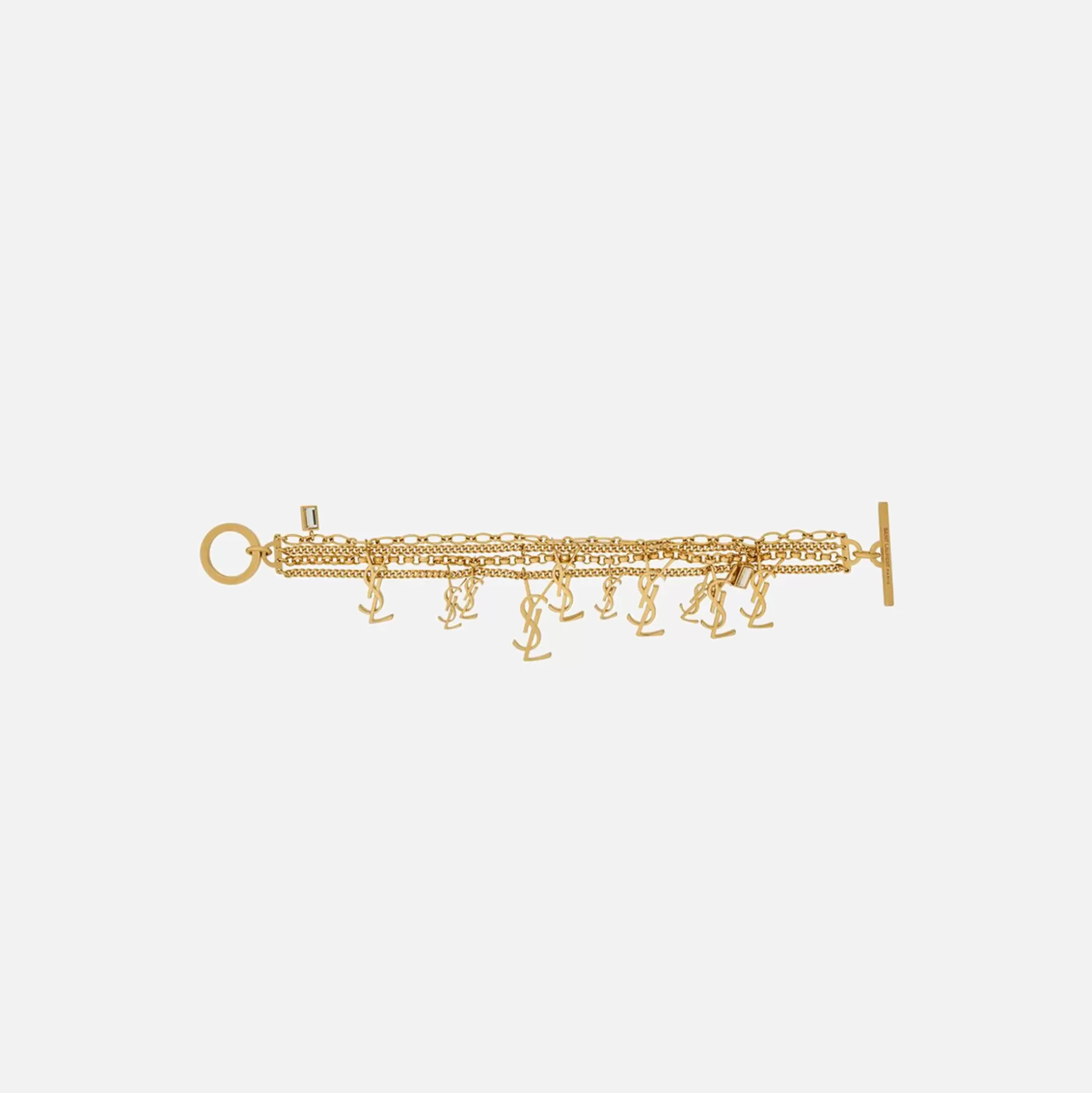 Shop Saint Laurent ysl charm braclet Gold