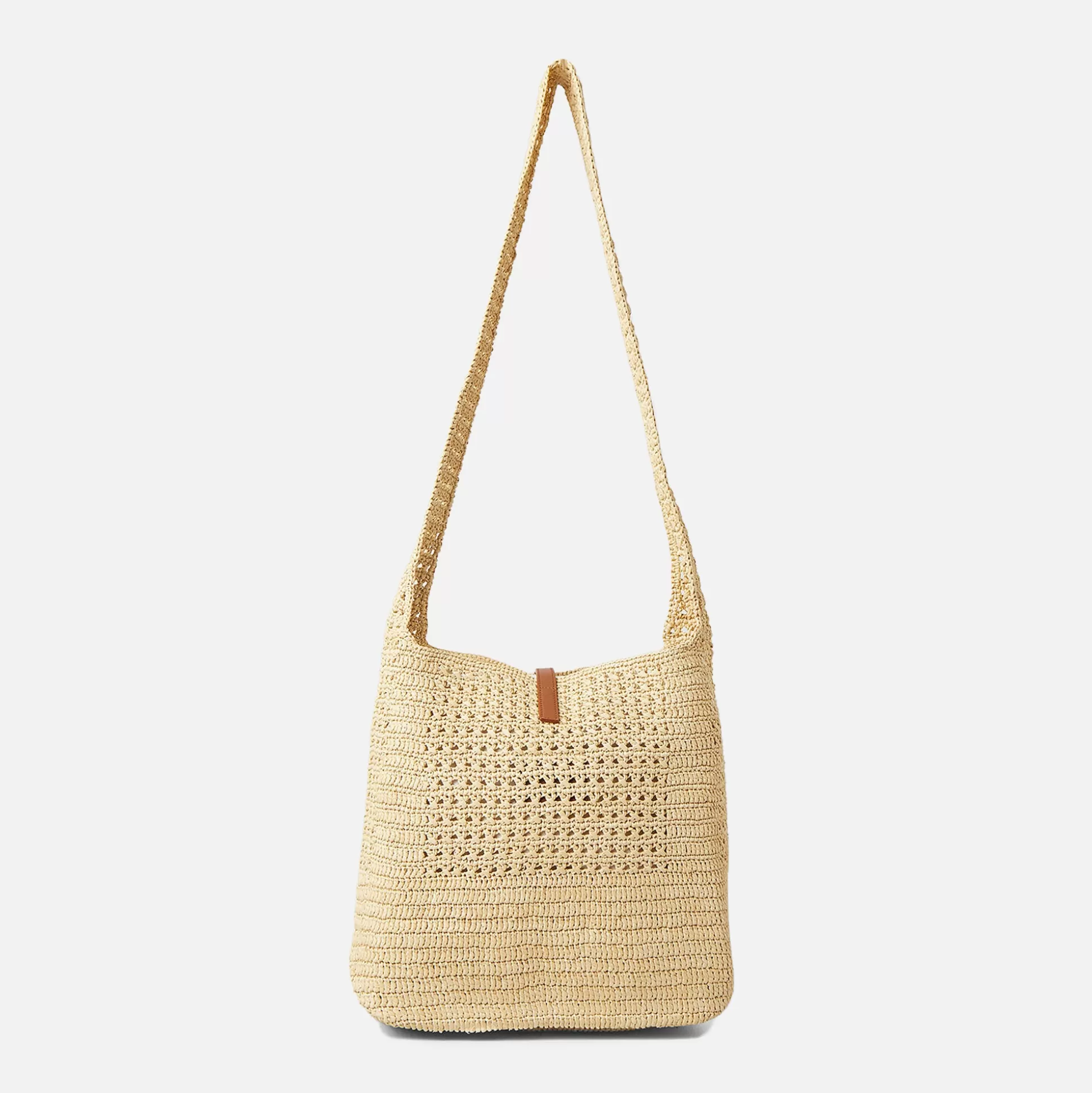 Fashion Saint Laurent ysl fantaisie raffia crochet hobo Natural